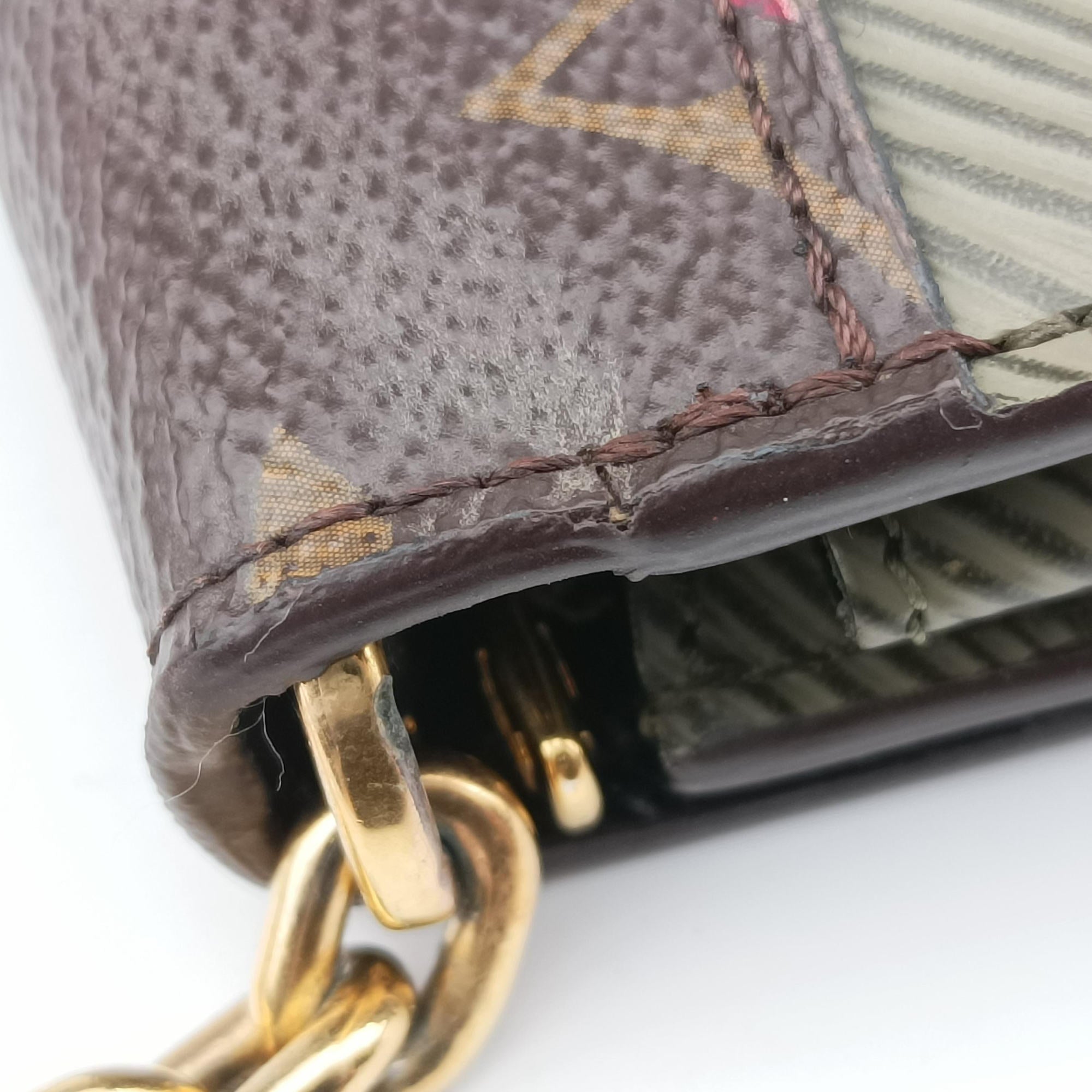 Pre-owned Louis Vuitton Portefeuille Twist kabuki brown×multicolor Monogram Canvas×Epi M67270 shoulderbag | stylenewstar
