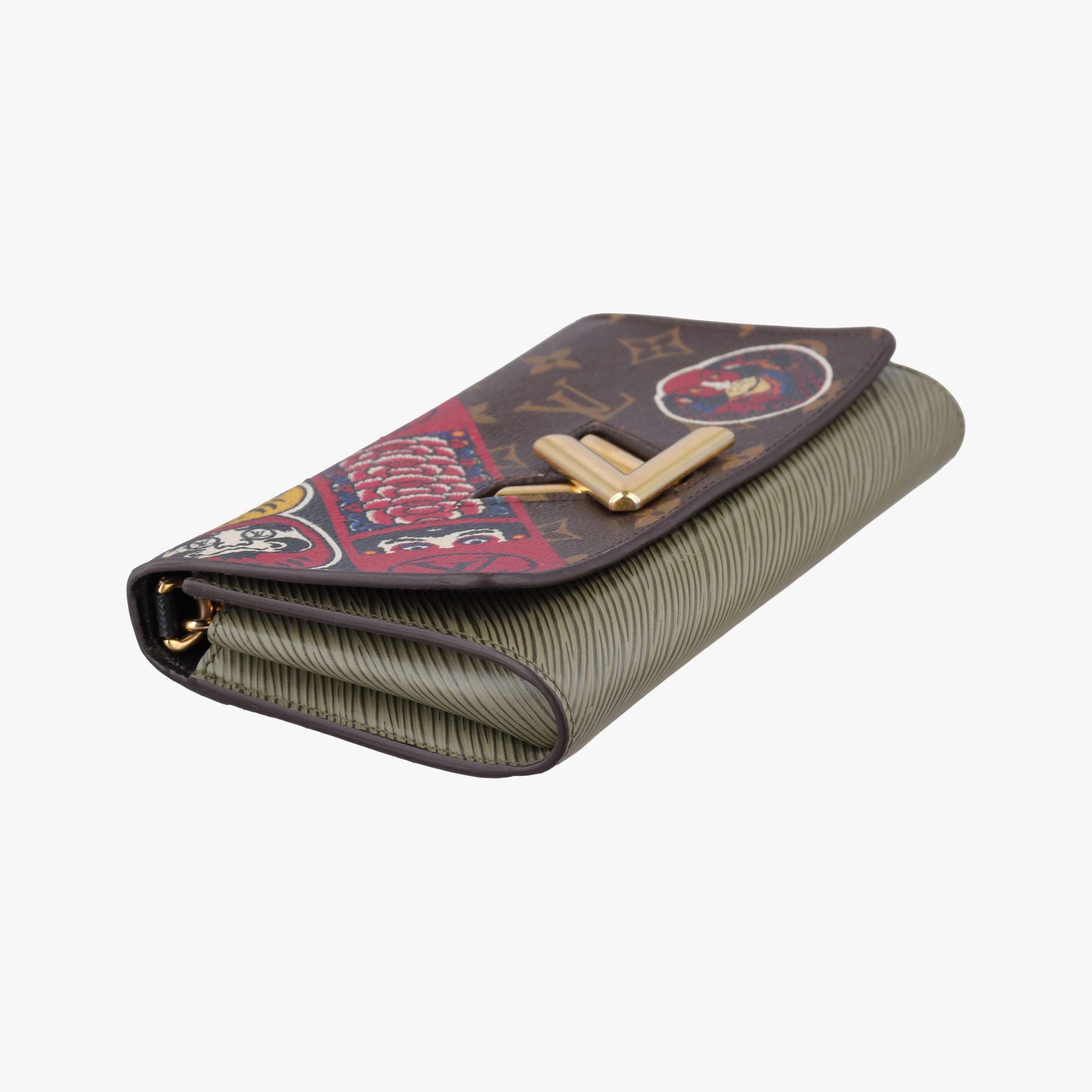Pre-owned Louis Vuitton Portefeuille Twist kabuki brown×multicolor Monogram Canvas×Epi M67270 shoulderbag | stylenewstar