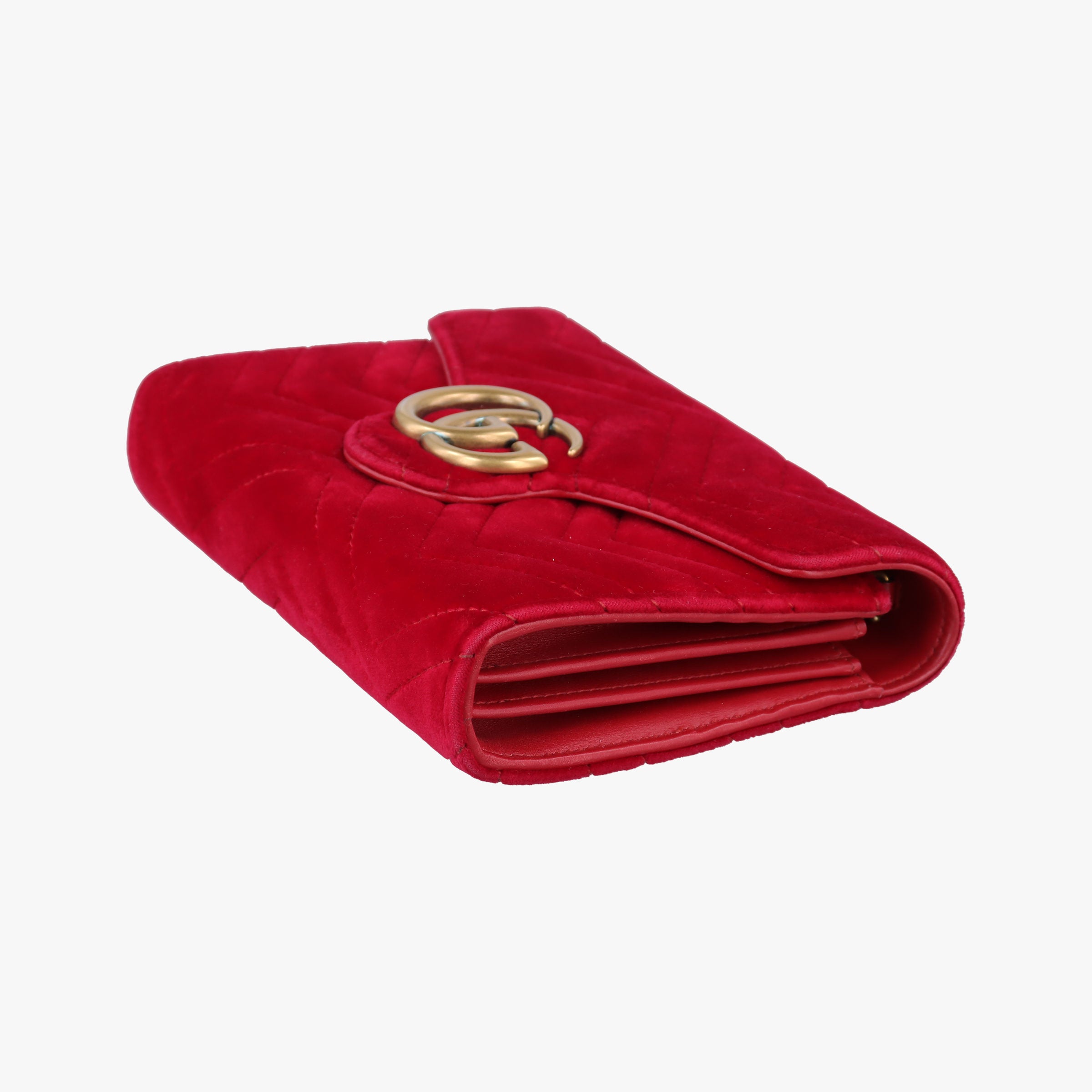 Pre-owned Gucci GG Marmont Red velour 474575 shoulderbag | stylenewstar