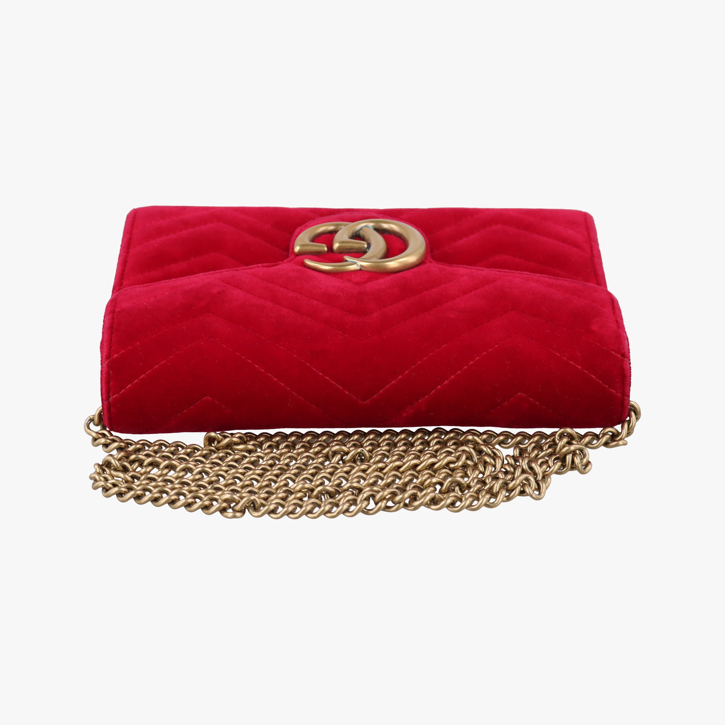 Pre-owned Gucci GG Marmont Red velour 474575 shoulderbag | stylenewstar