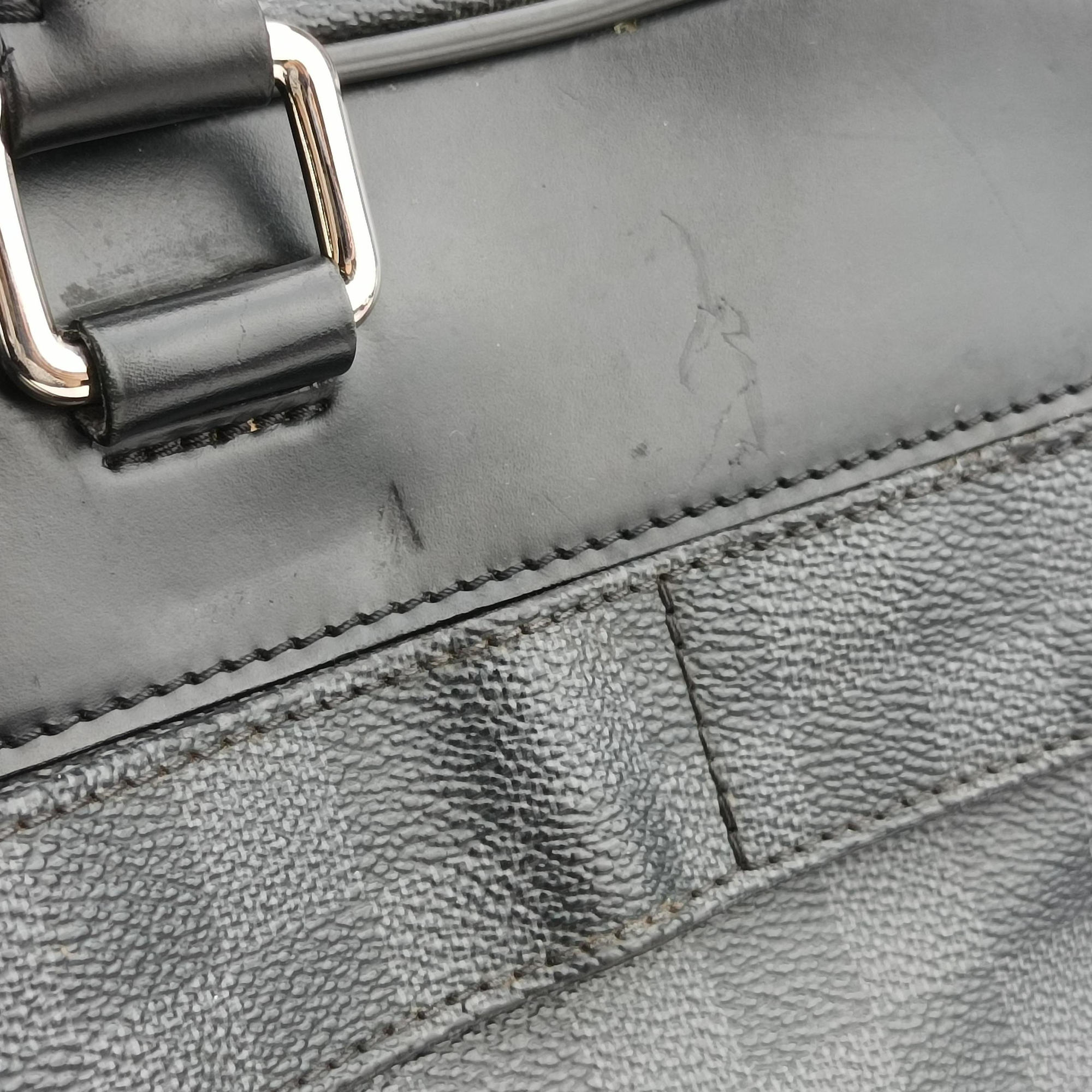 Pre-owned Louis Vuitton Overnight Black×Navy Damier Graphite N41004 handbag | stylenewstar