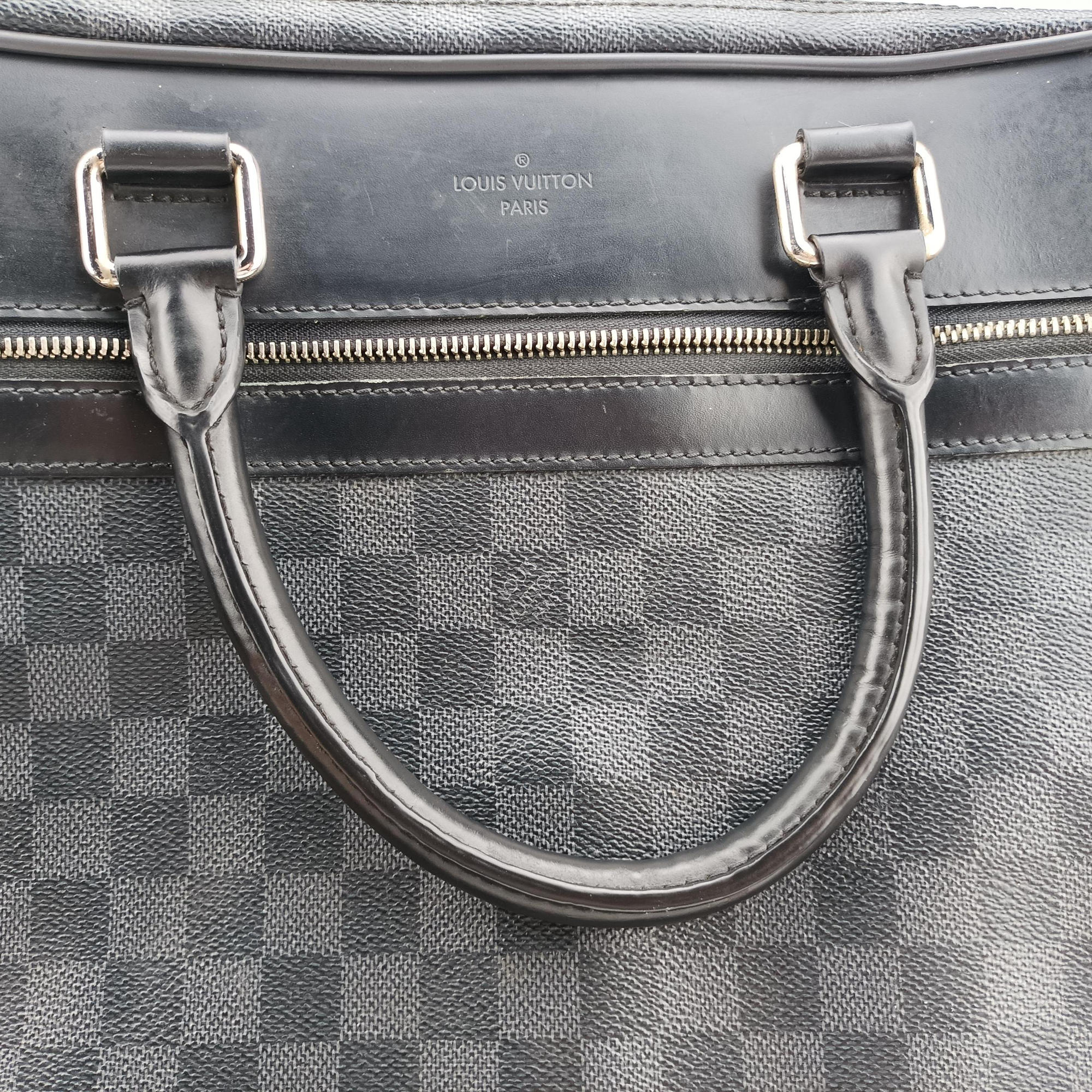 Pre-owned Louis Vuitton Overnight Black×Navy Damier Graphite N41004 handbag | stylenewstar