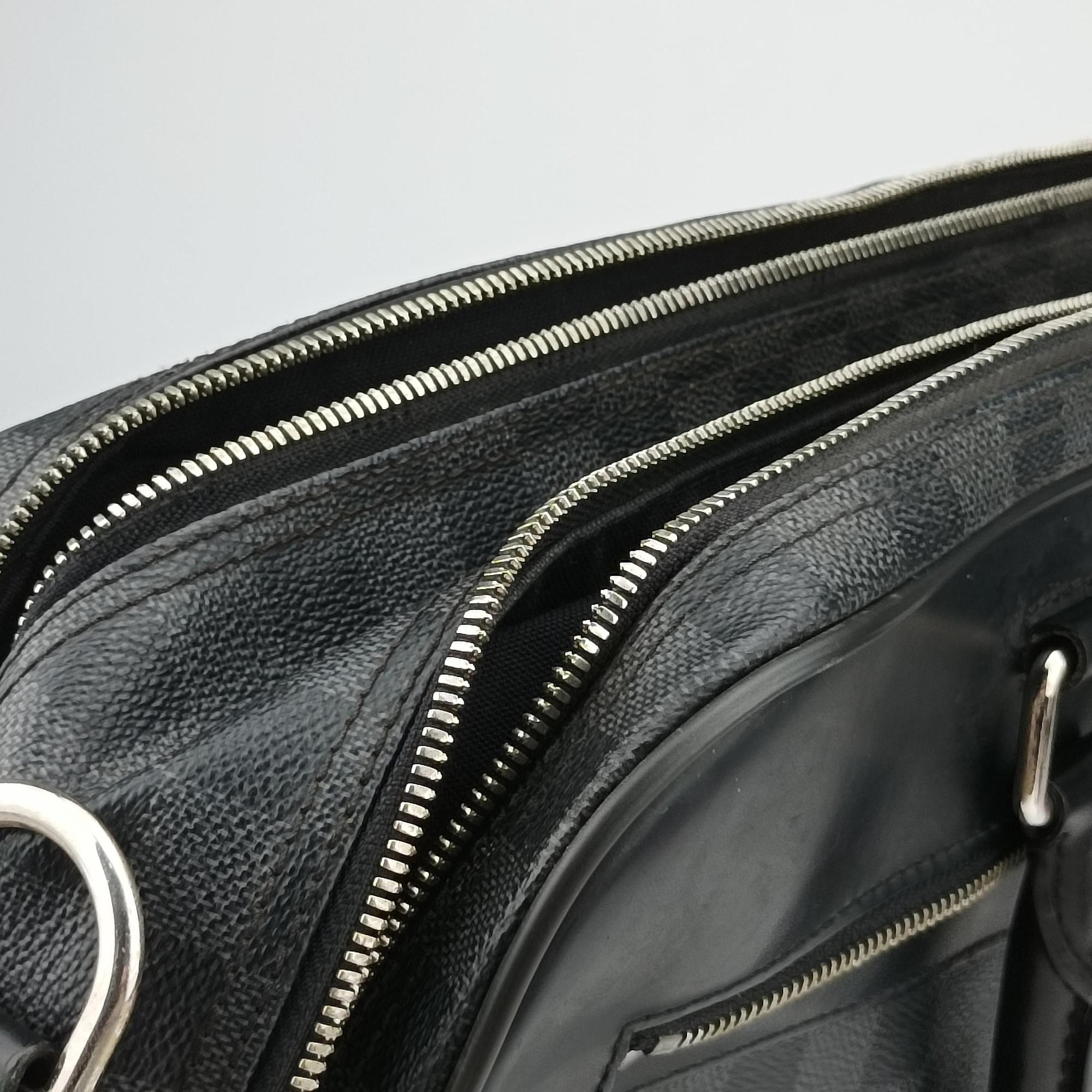 Pre-owned Louis Vuitton Overnight Black×Navy Damier Graphite N41004 handbag | stylenewstar