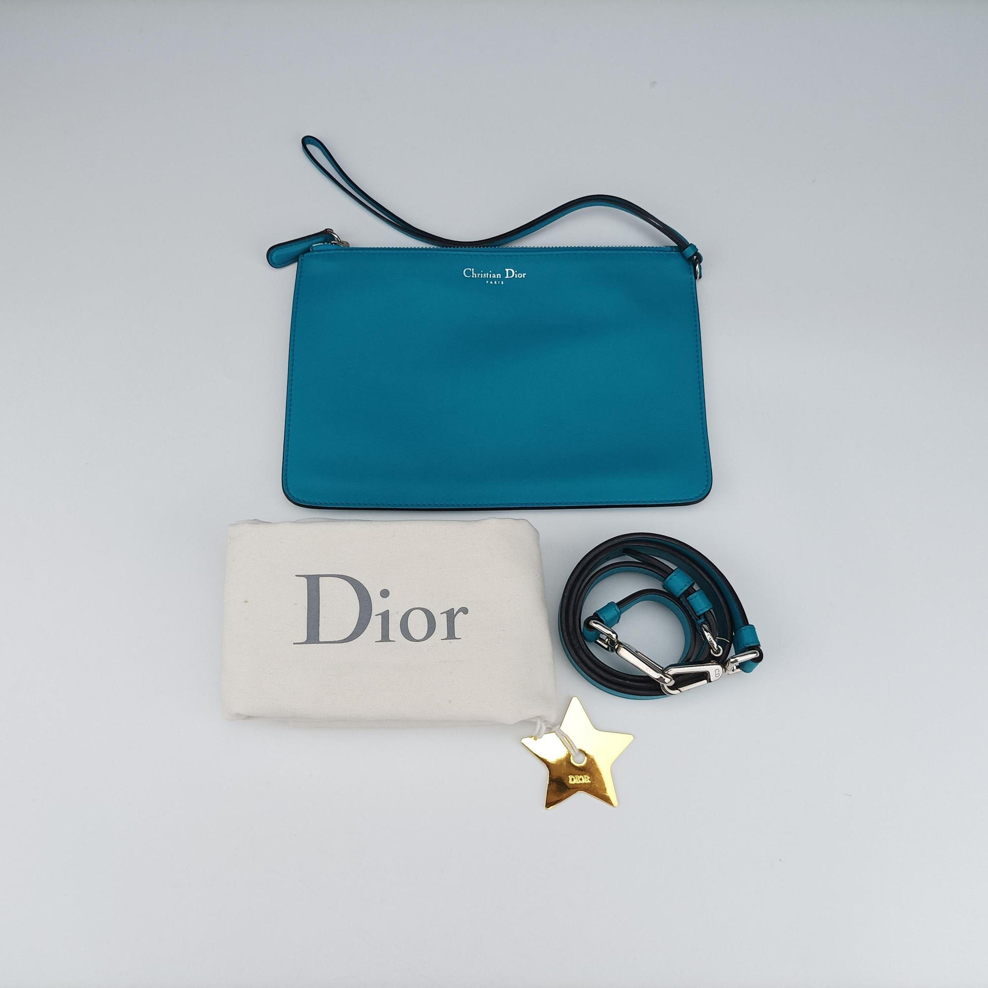 Vintage Christian Dior Diorissimo Blue Leather  shoulderbag | stylenewstar