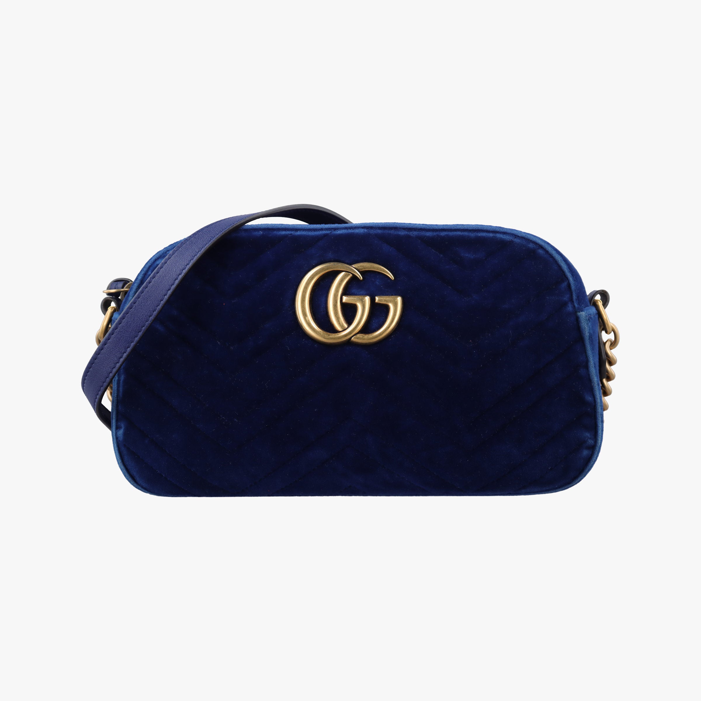 Vintage Gucci GG Marmont Blue velour 447632 shoulderbag | stylenewstar