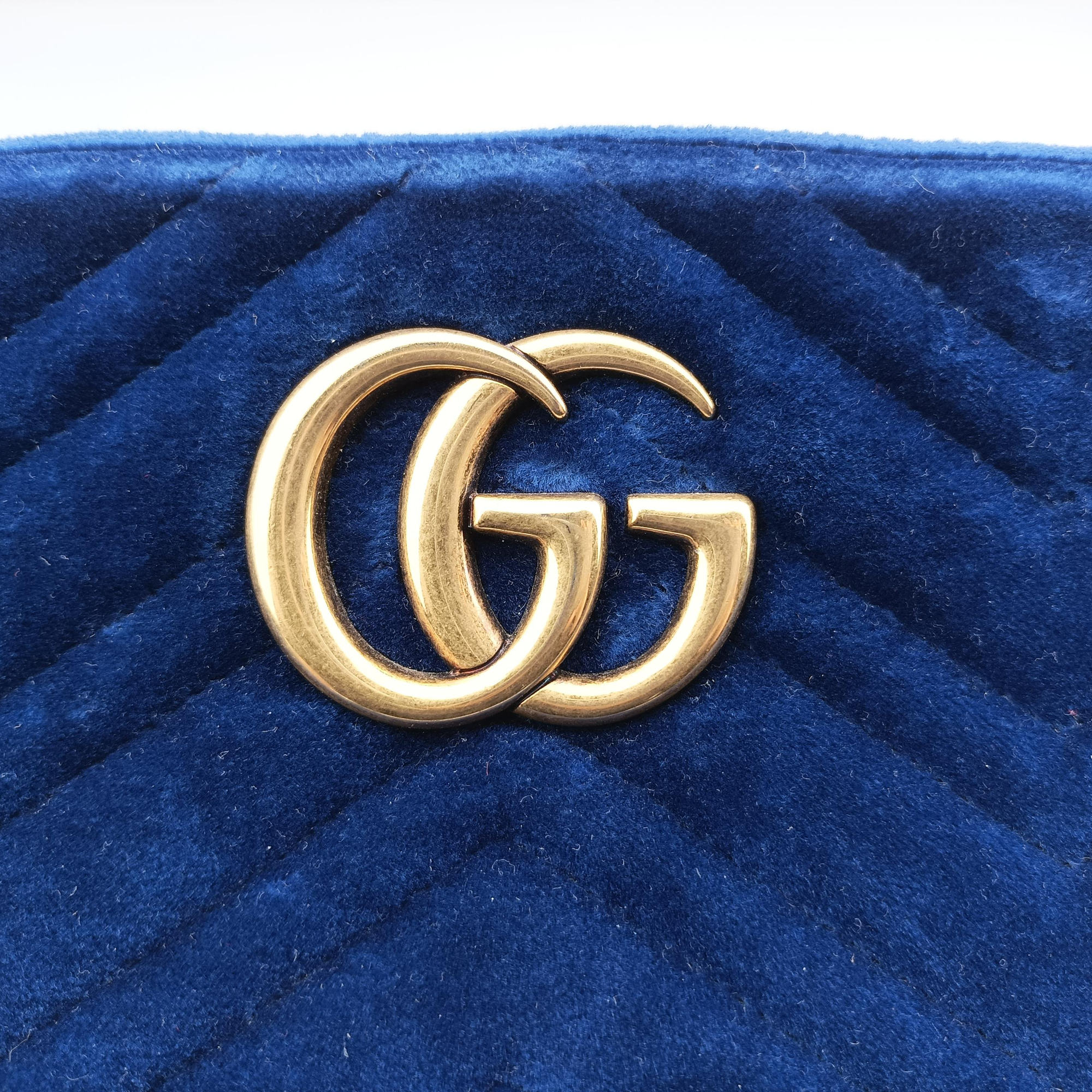 Vintage Gucci GG Marmont Blue velour 447632 shoulderbag | stylenewstar