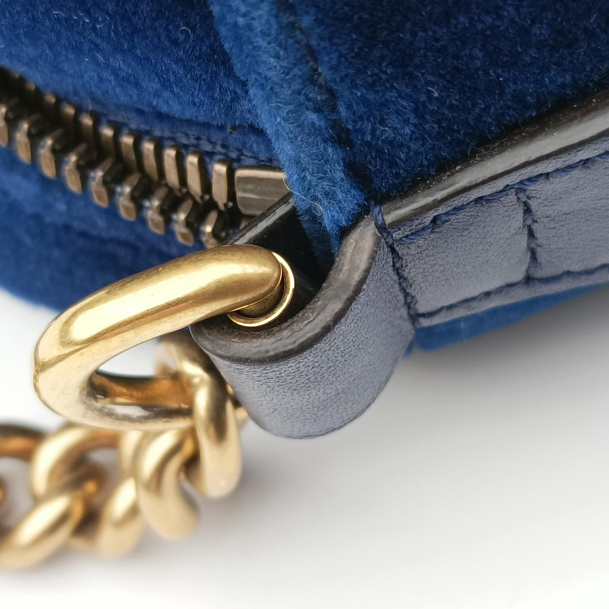 Vintage Gucci GG Marmont Blue velour 447632 shoulderbag | stylenewstar