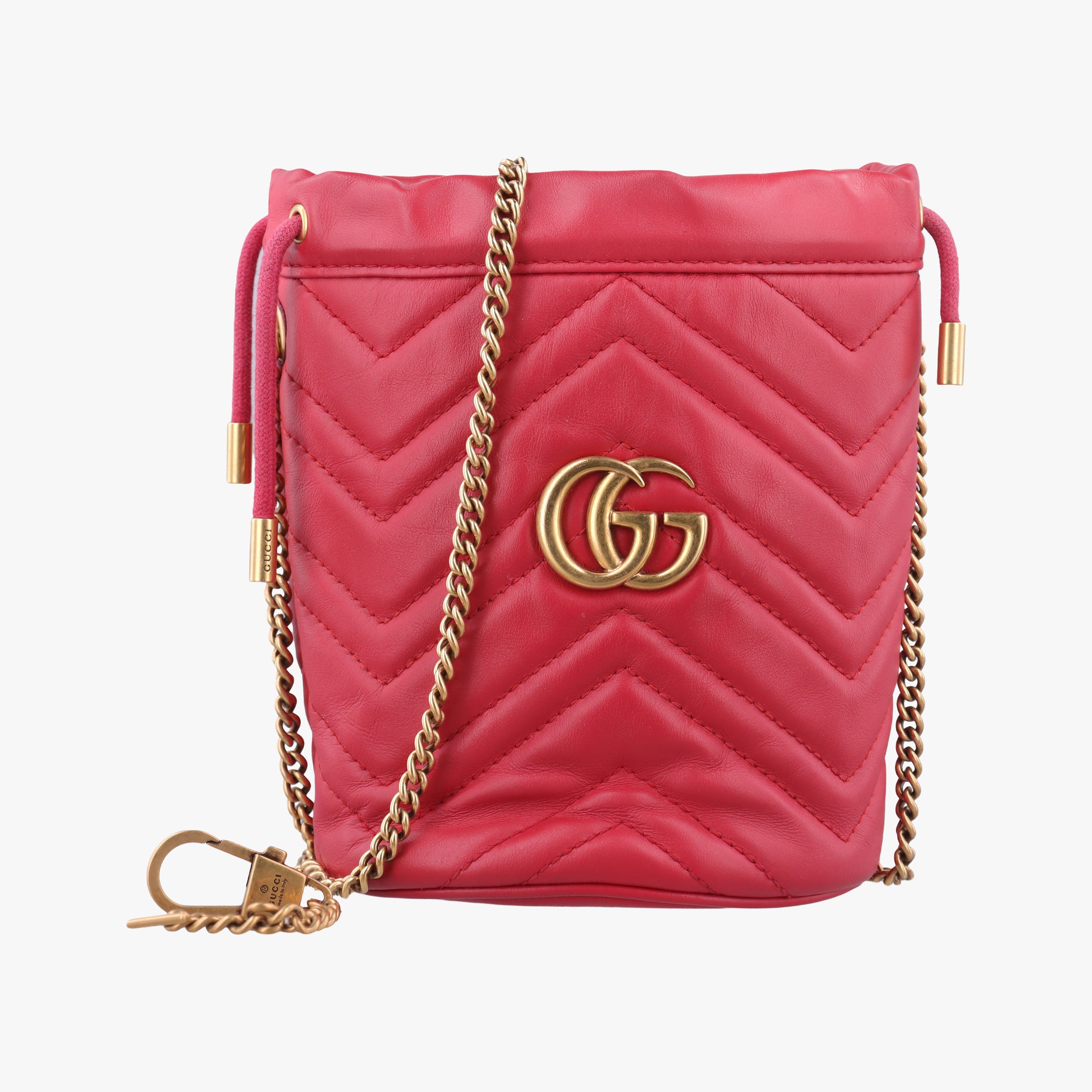 Pre-owned Gucci GG Marmont Red Leather 575163 shoulderbag | stylenewstar