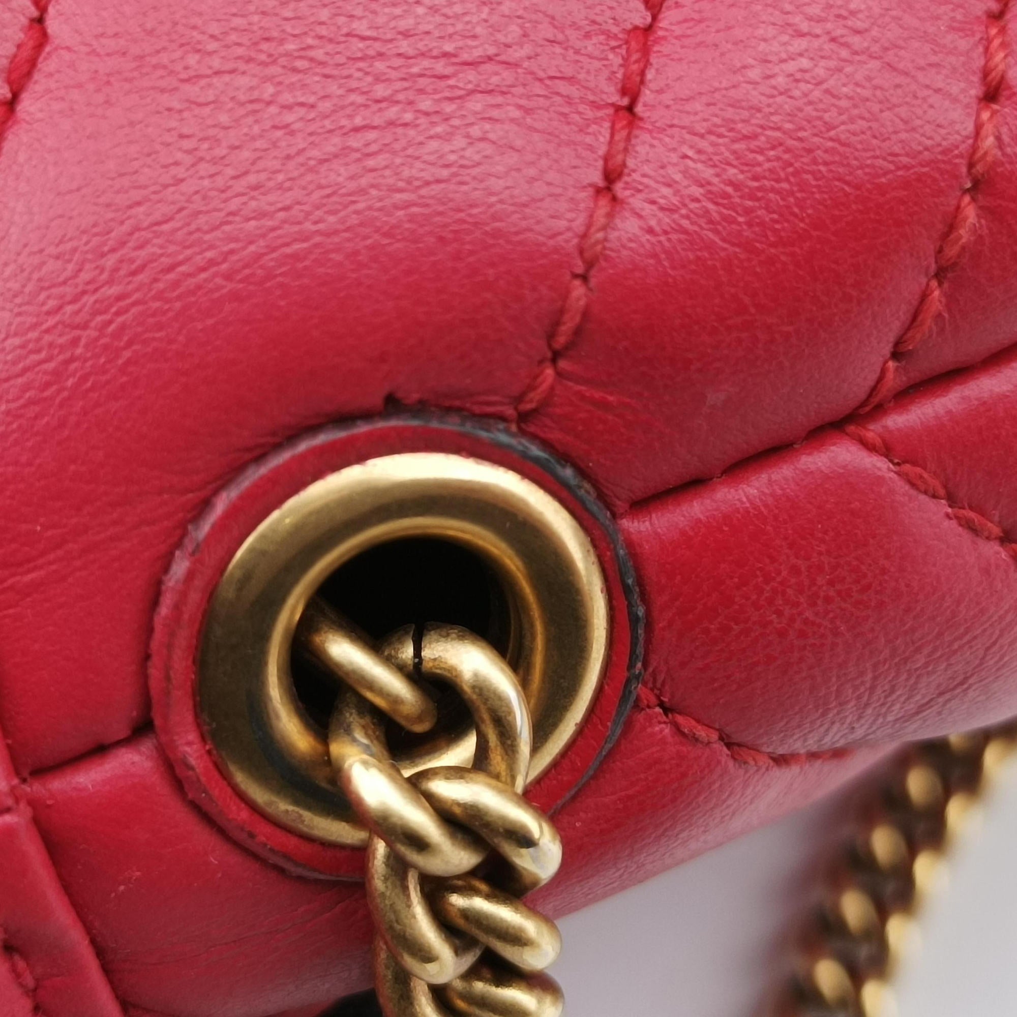 Pre-owned Gucci GG Marmont Red Leather 575163 shoulderbag | stylenewstar