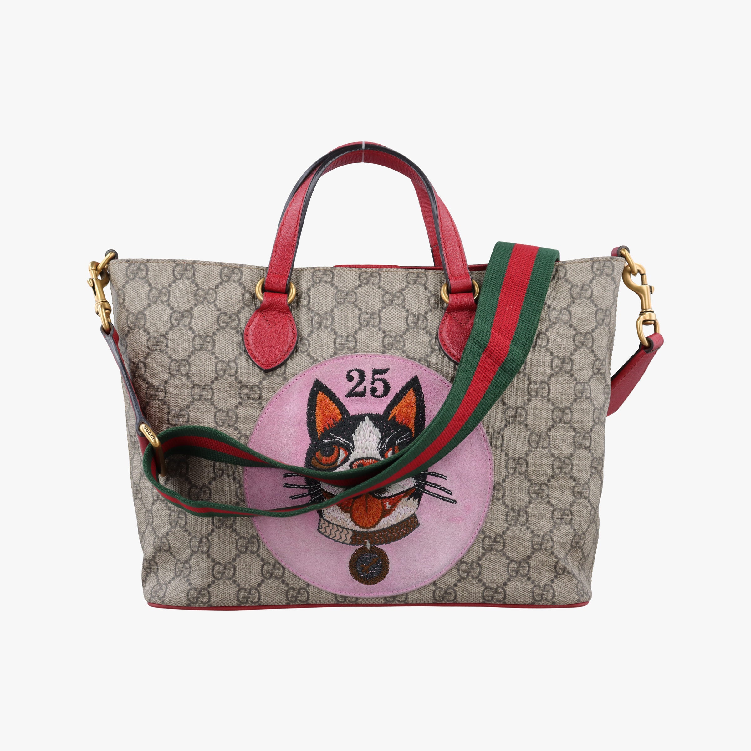 Pre-owned Gucci GG Supreme Bosco PATCHED beige×multi PVC coated canvas × suede 473887 shoulderbag | stylenewstar