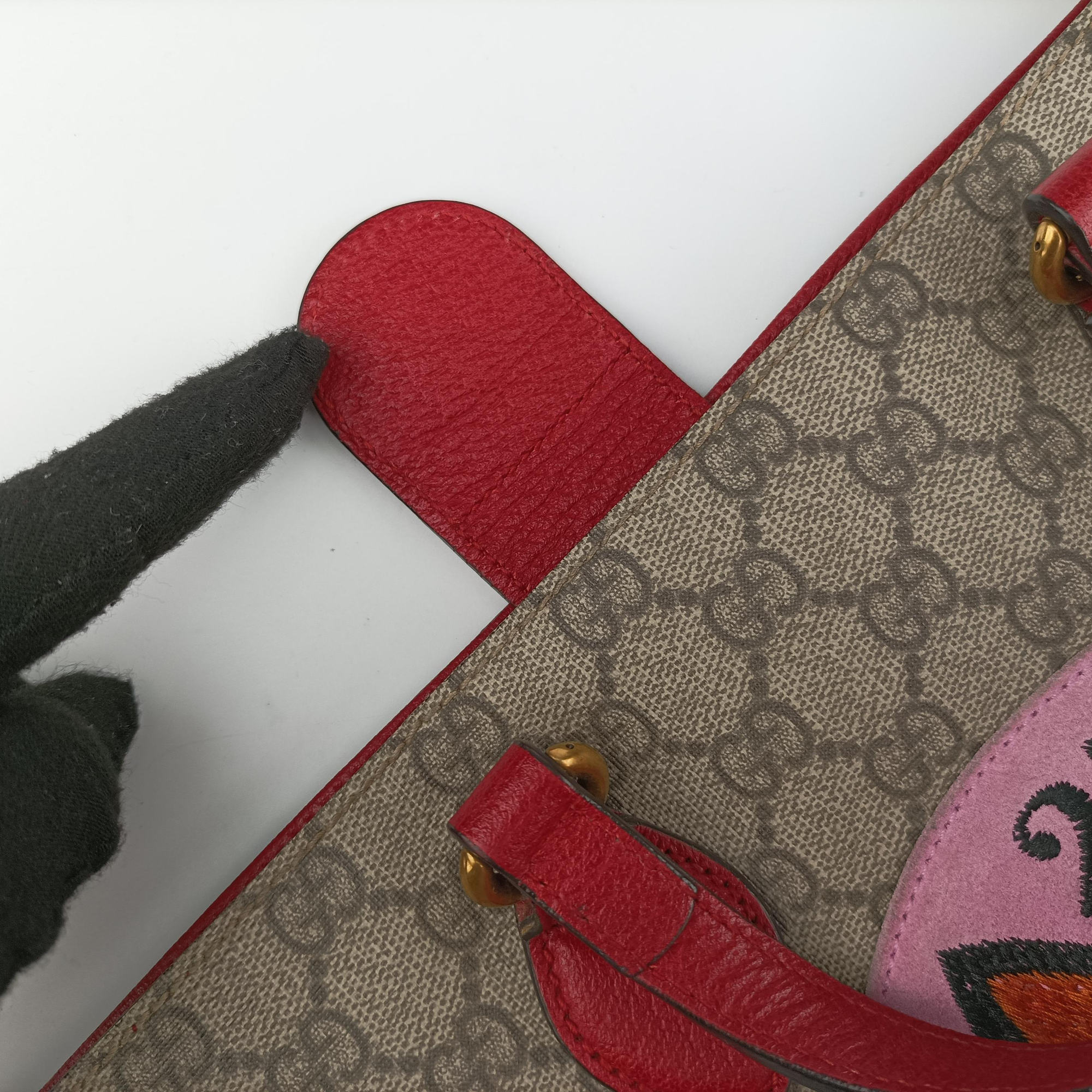 Pre-owned Gucci GG Supreme Bosco PATCHED beige×multi PVC coated canvas × suede 473887 shoulderbag | stylenewstar