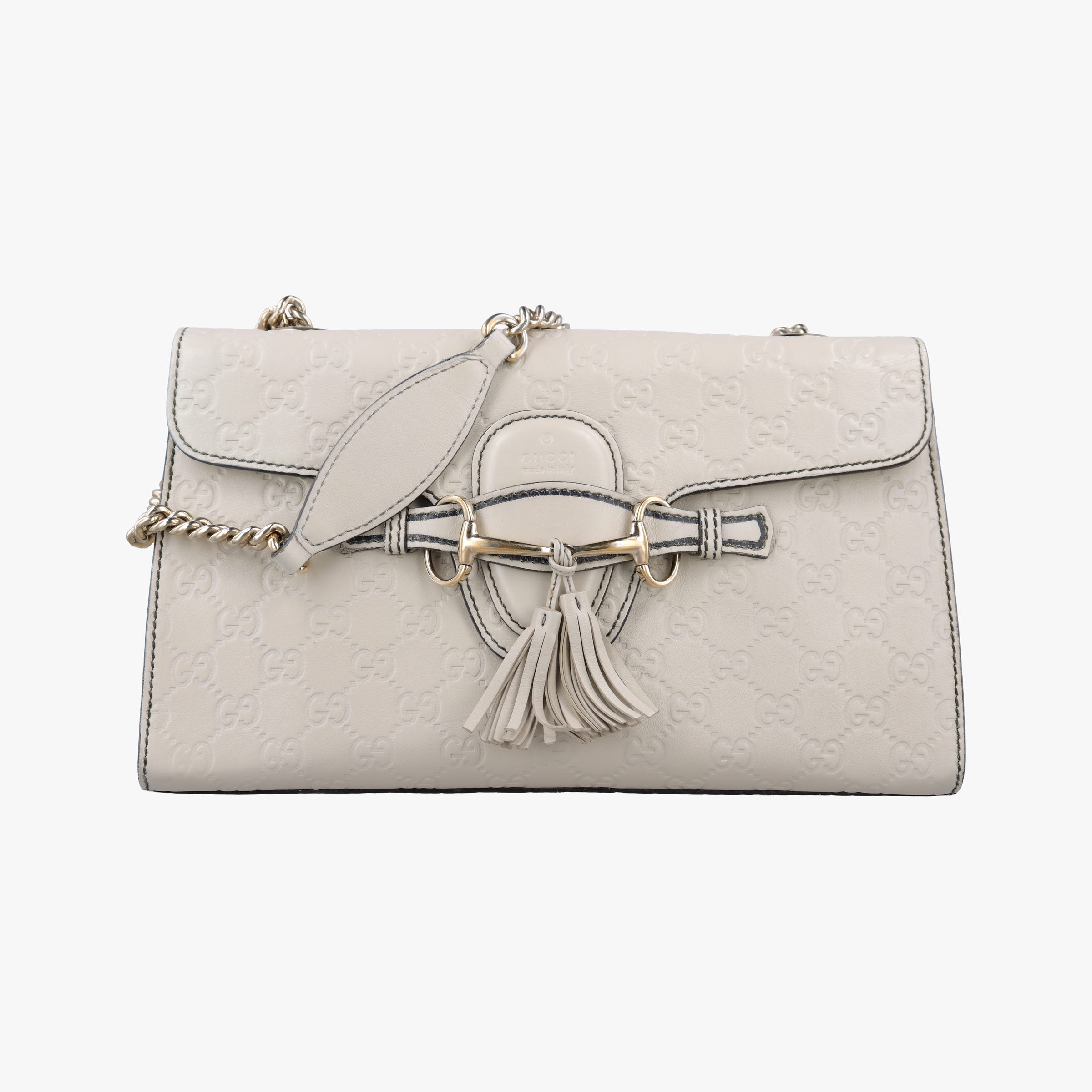 Pre-owned Gucci Emily White Leather 295402 shoulderbag | stylenewstar