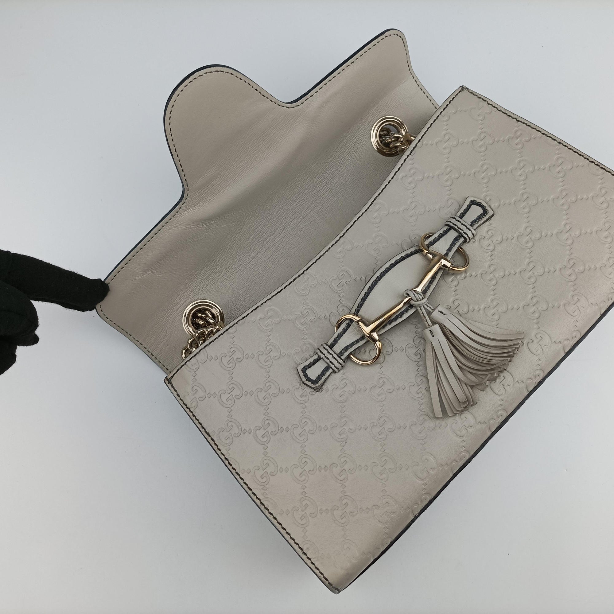 Pre-owned Gucci Emily White Leather 295402 shoulderbag | stylenewstar