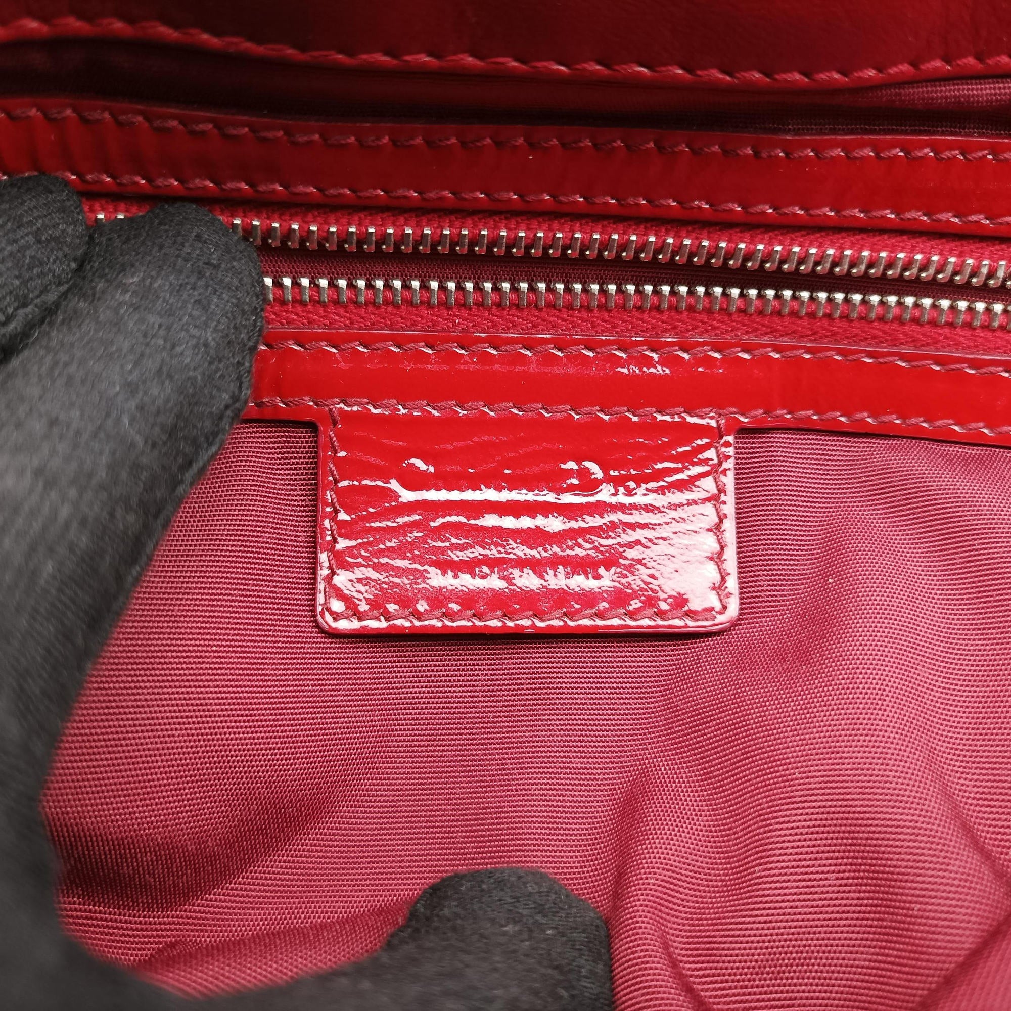 Pre-owned Christian Dior Miss Dior New Rock Cannage Stitch Red Patent Leather  shoulderbag | stylenewstar