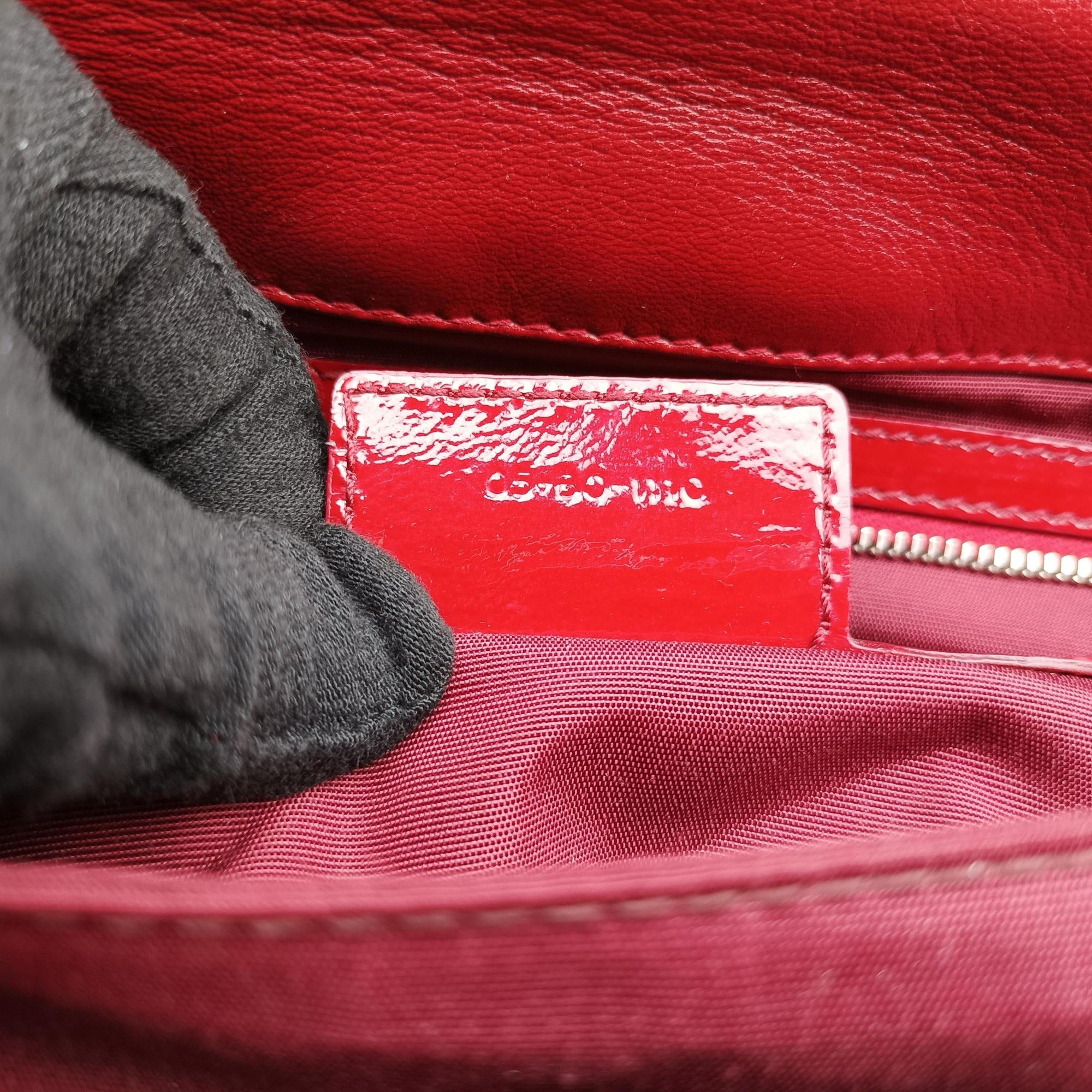 Pre-owned Christian Dior Miss Dior New Rock Cannage Stitch Red Patent Leather  shoulderbag | stylenewstar