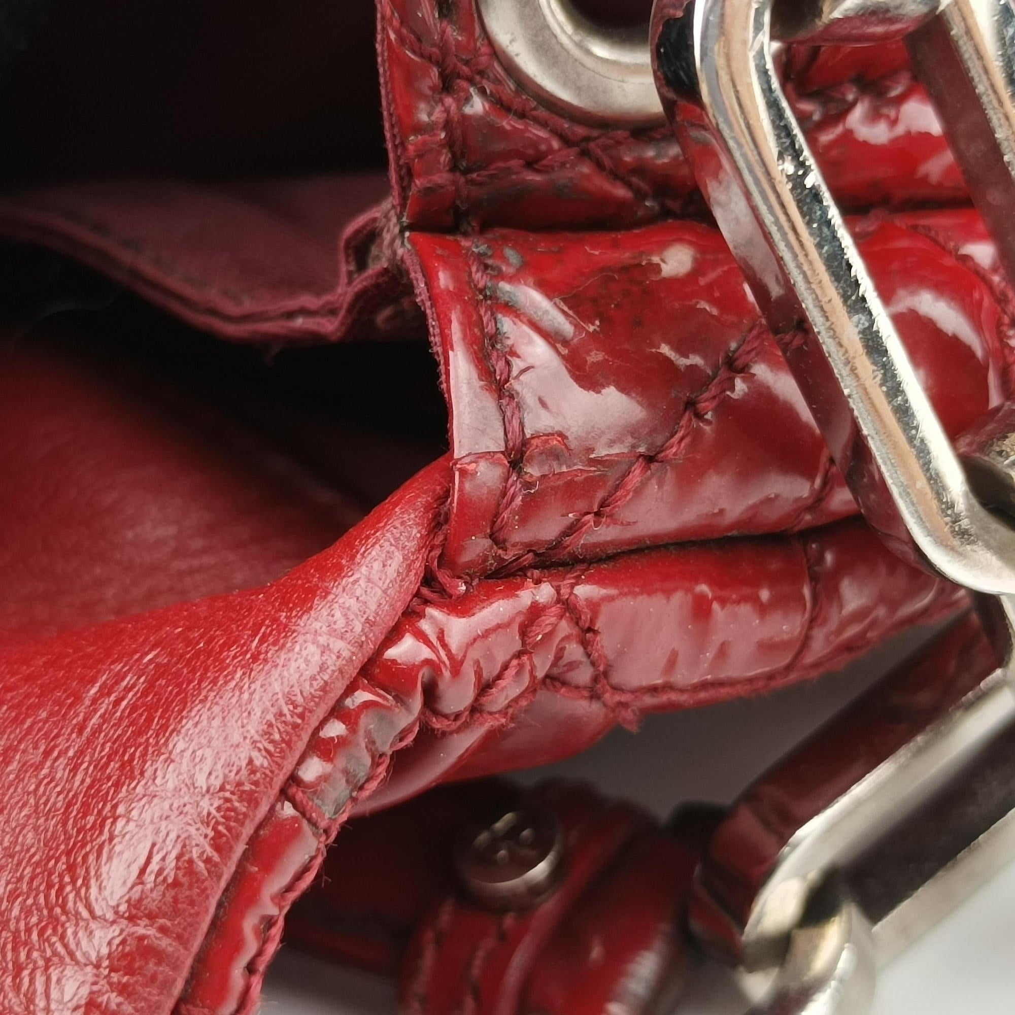 Pre-owned Christian Dior Miss Dior New Rock Cannage Stitch Red Patent Leather  shoulderbag | stylenewstar