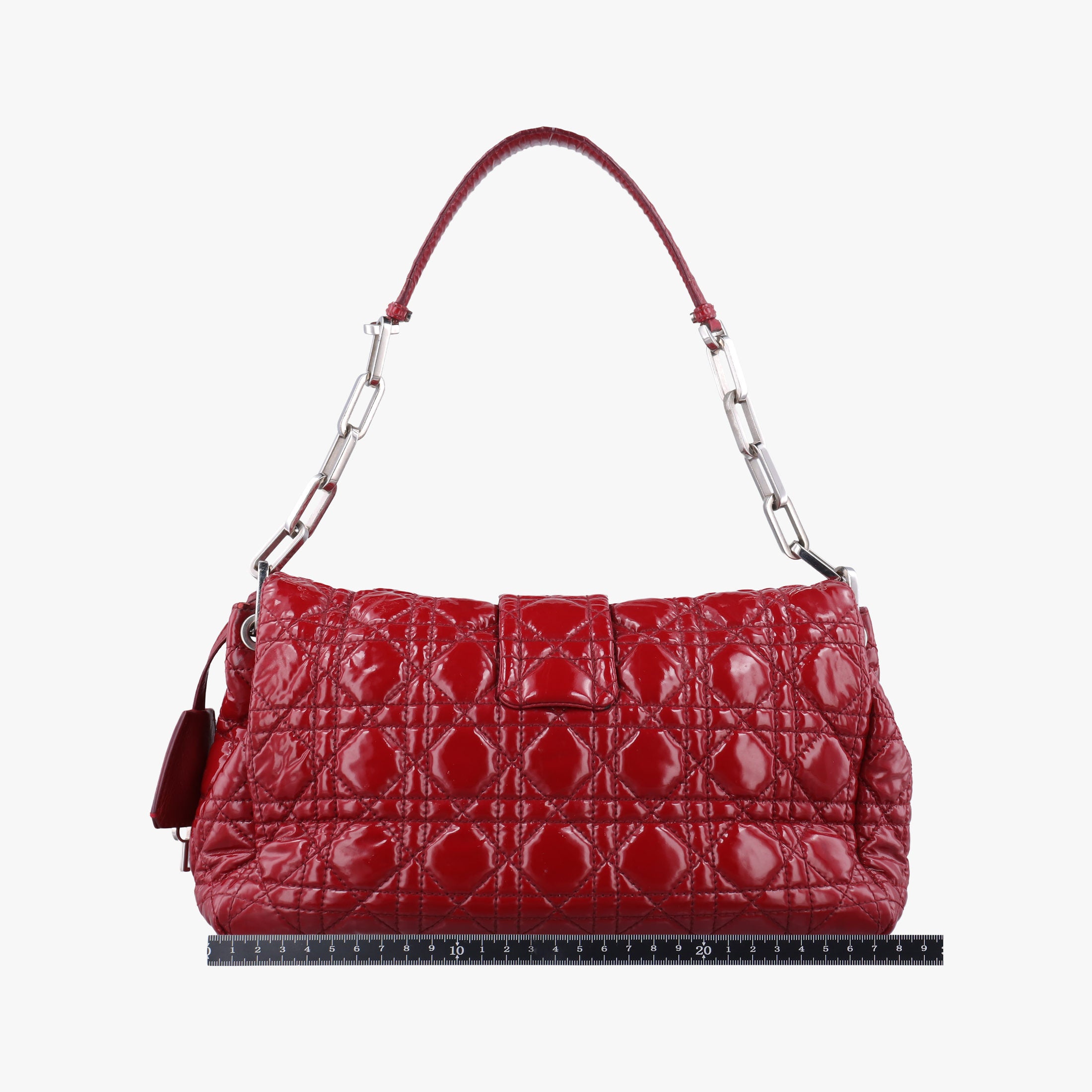 Pre-owned Christian Dior Miss Dior New Rock Cannage Stitch Red Patent Leather  shoulderbag | stylenewstar