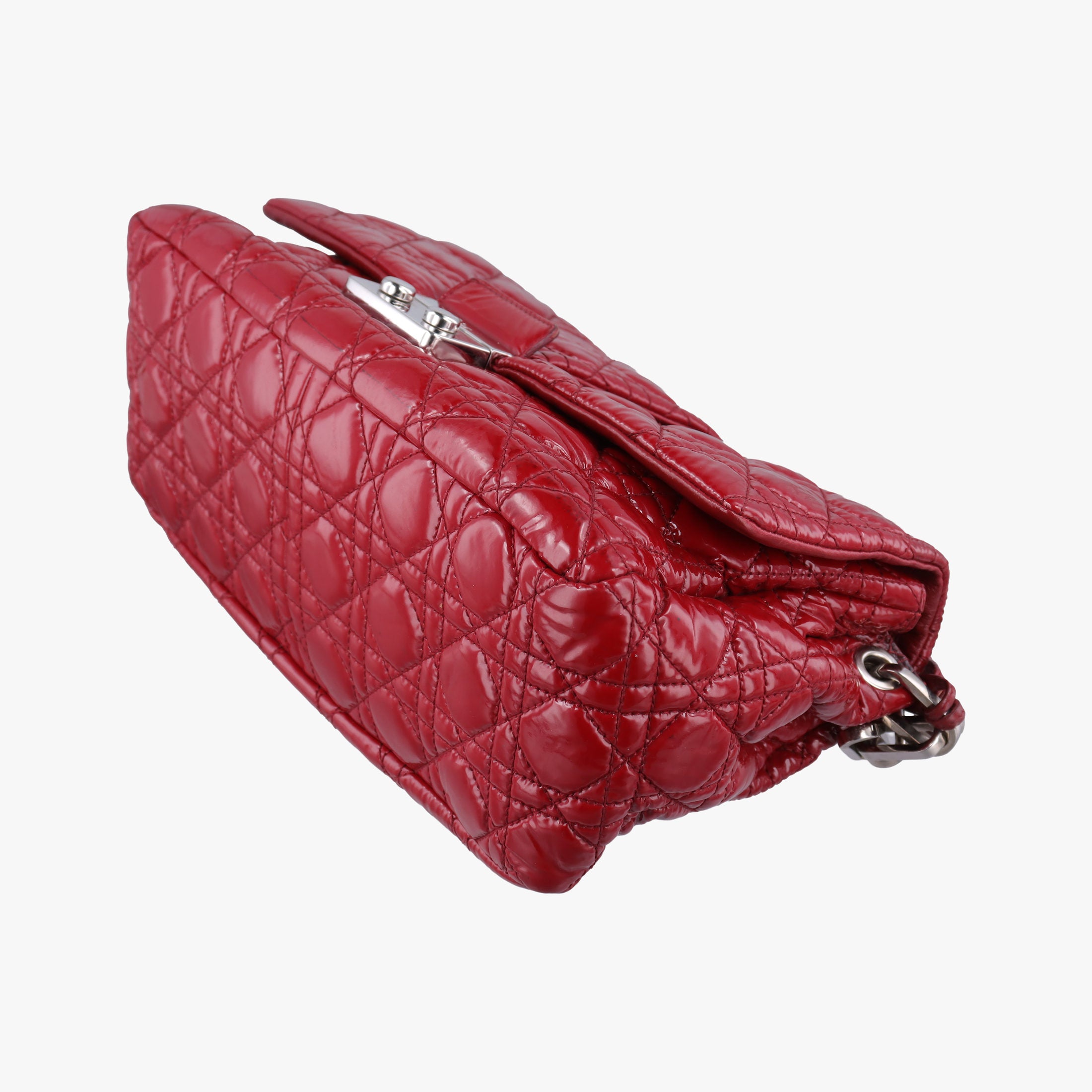 Pre-owned Christian Dior Miss Dior New Rock Cannage Stitch Red Patent Leather  shoulderbag | stylenewstar