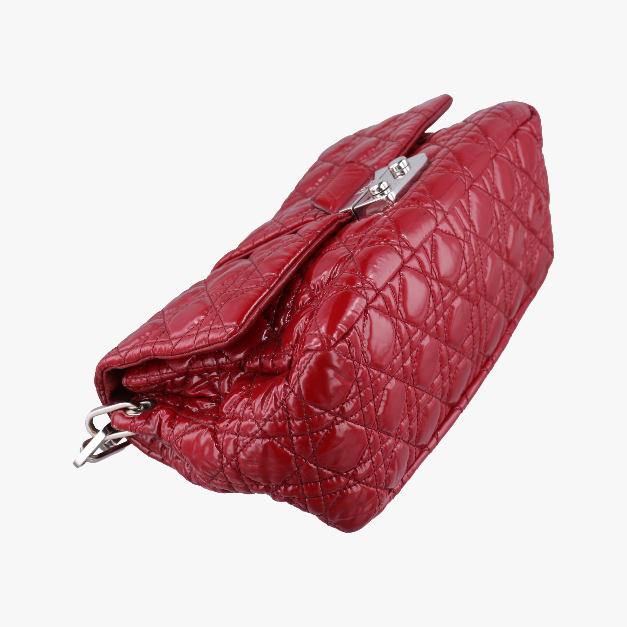 Pre-owned Christian Dior Miss Dior New Rock Cannage Stitch Red Patent Leather  shoulderbag | stylenewstar