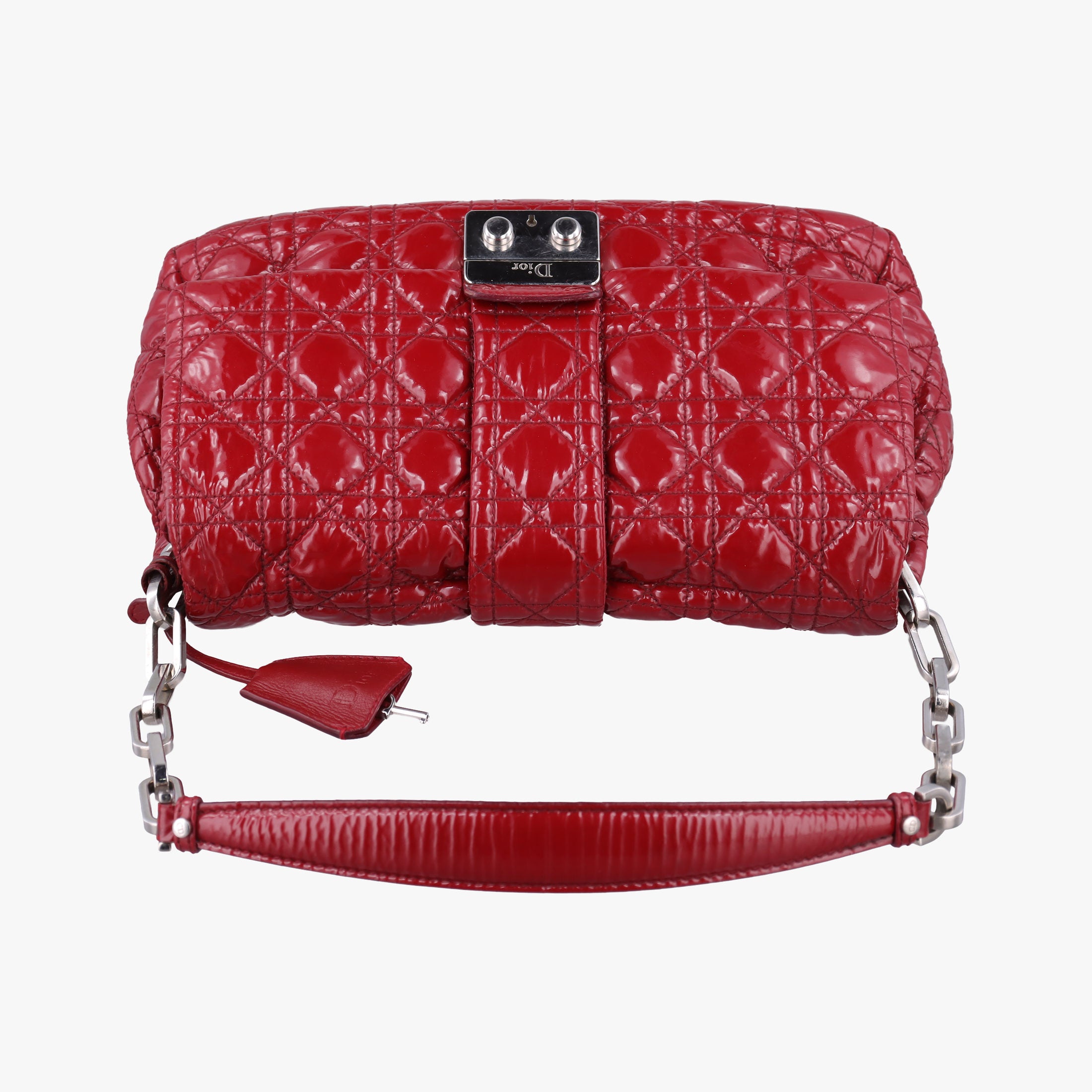 Pre-owned Christian Dior Miss Dior New Rock Cannage Stitch Red Patent Leather  shoulderbag | stylenewstar
