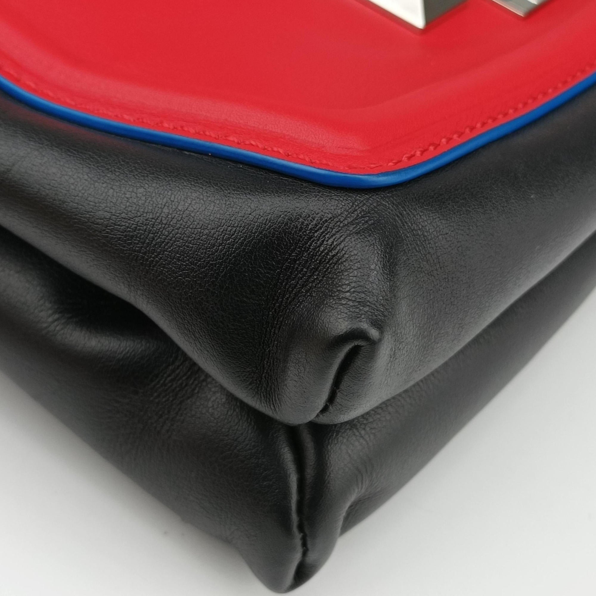 Pre-owned VERSACE Ryder Black × Red×Blue Leather  shoulderbag | stylenewstar