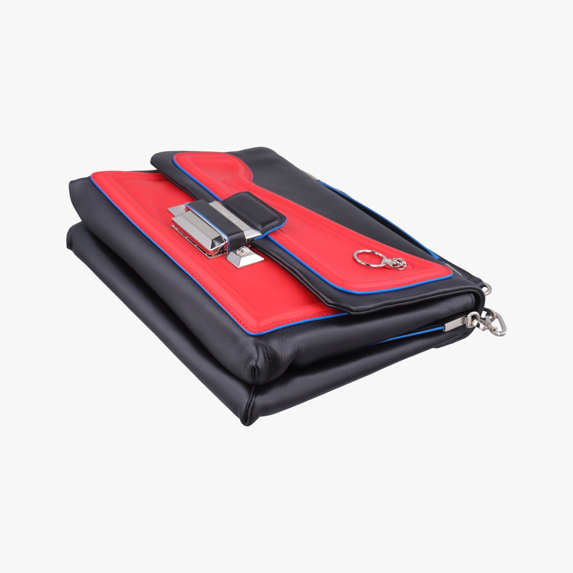 Pre-owned VERSACE Ryder Black × Red×Blue Leather  shoulderbag | stylenewstar