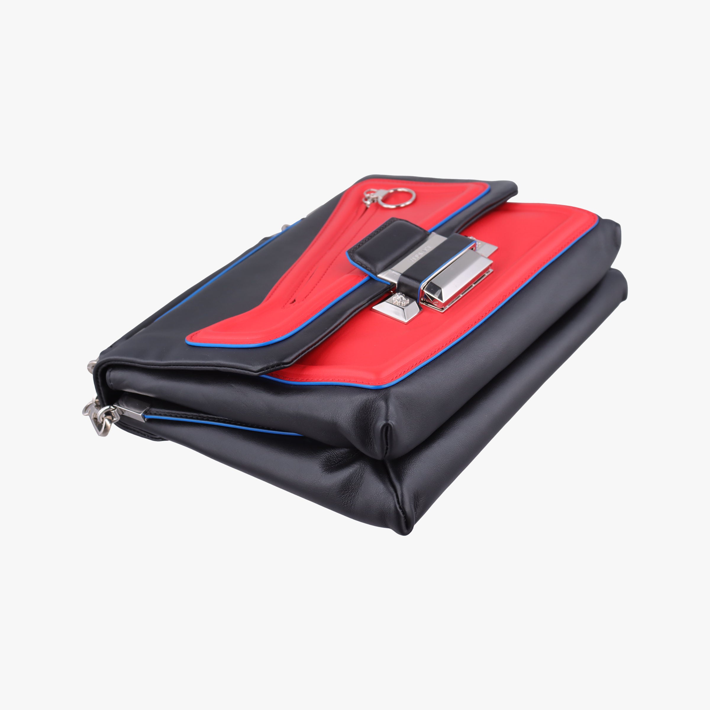 Pre-owned VERSACE Ryder Black × Red×Blue Leather  shoulderbag | stylenewstar