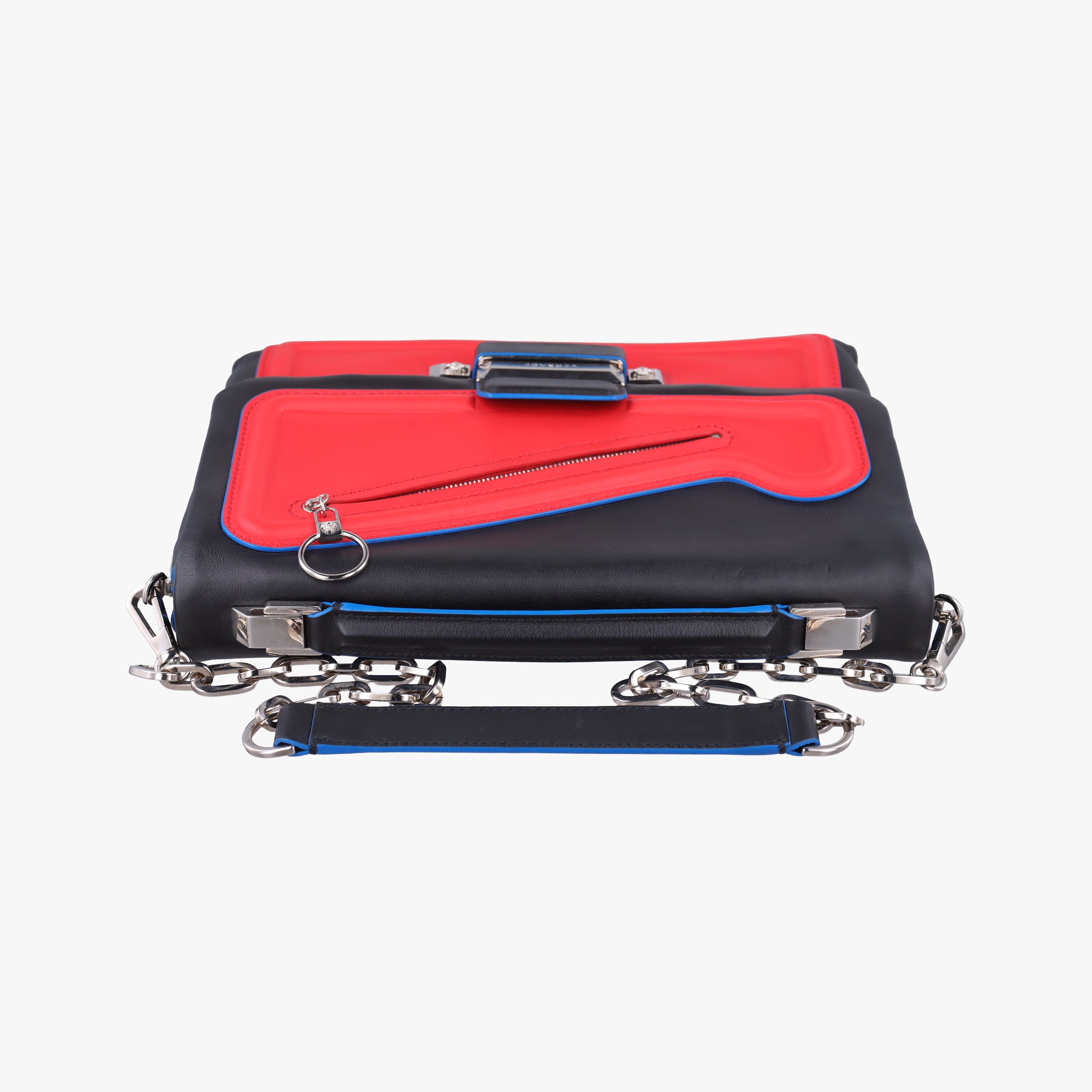 Pre-owned VERSACE Ryder Black × Red×Blue Leather  shoulderbag | stylenewstar