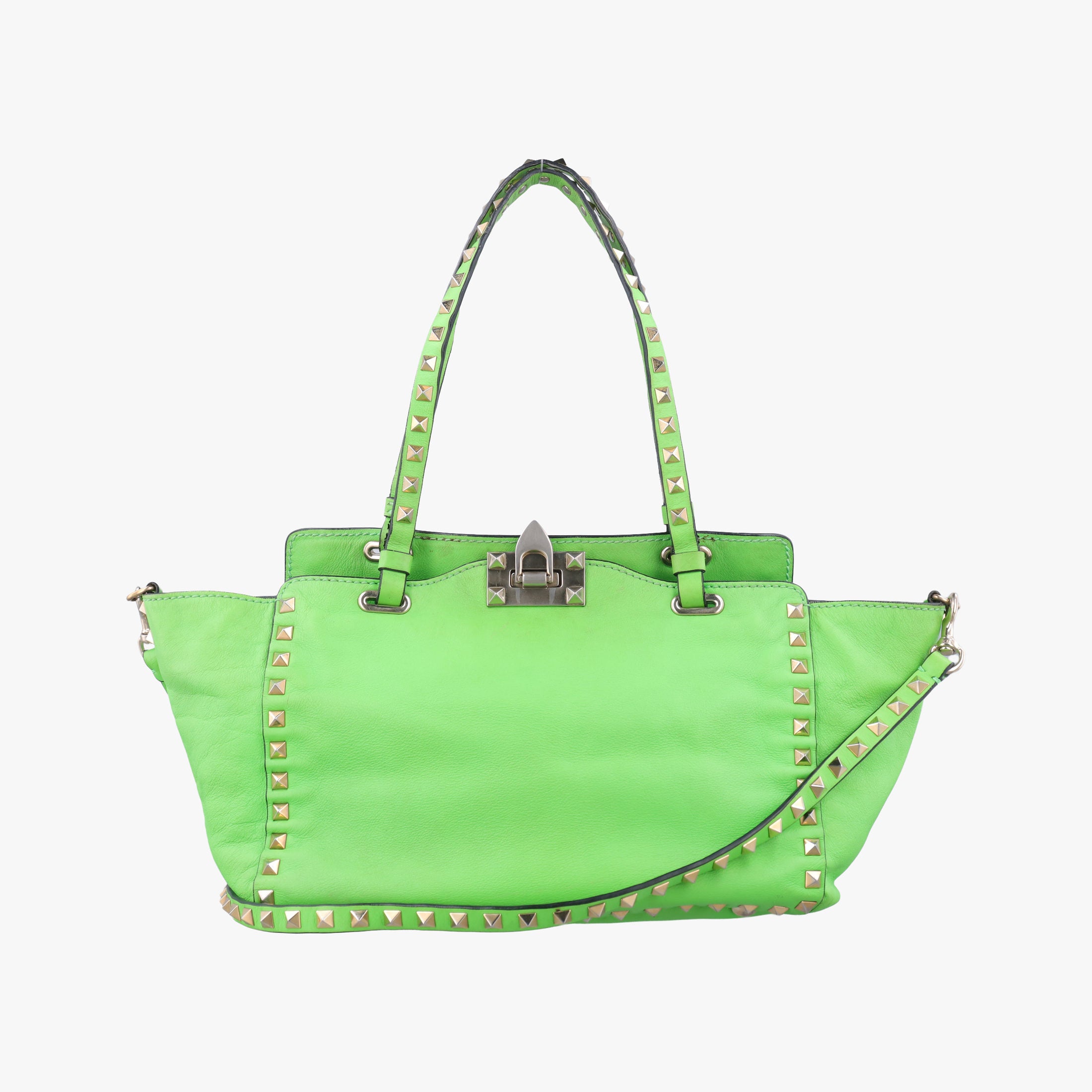 Pre-owned Valentino Rockstud Green Leather  shoulderbag | stylenewstar