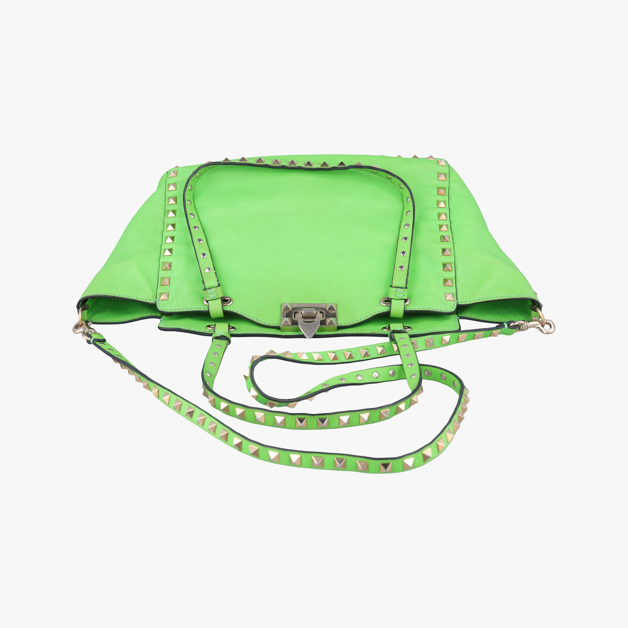 Pre-owned Valentino Rockstud Green Leather  shoulderbag | stylenewstar