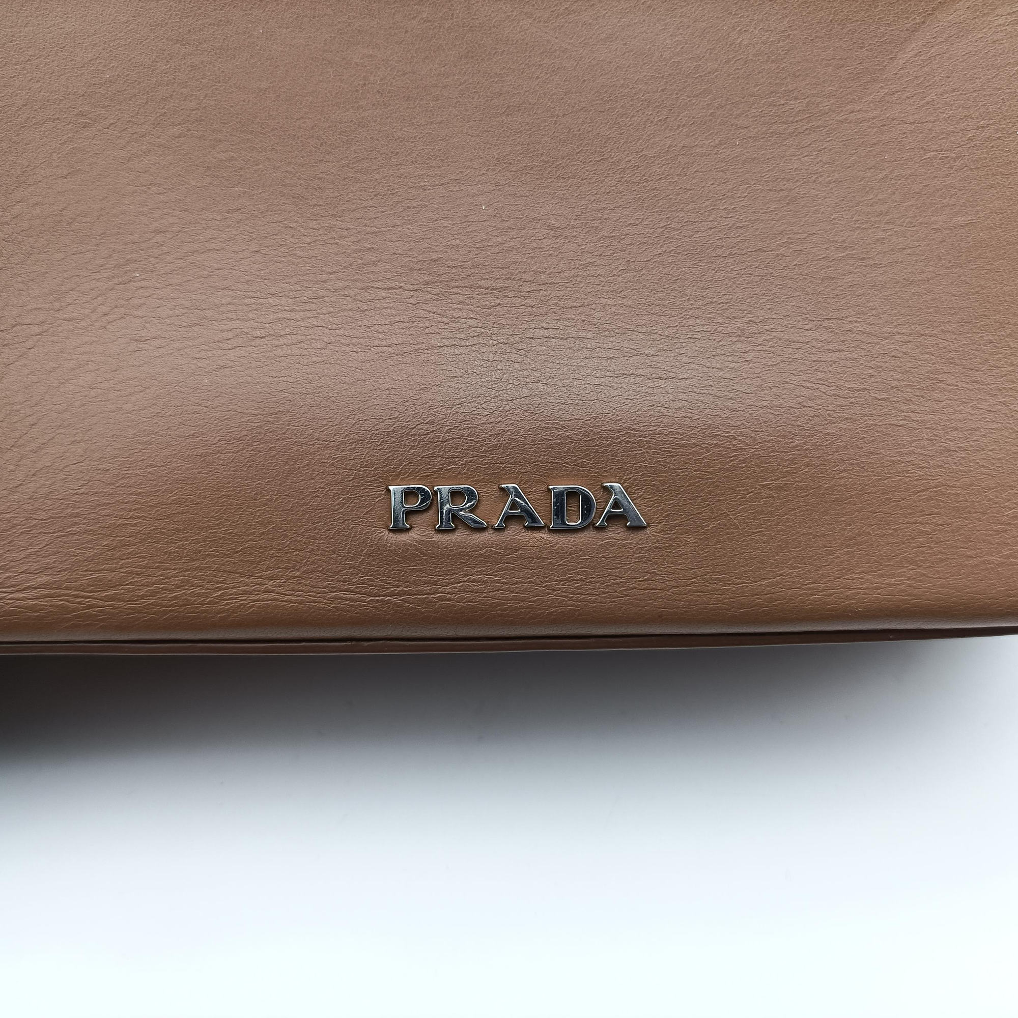 Pre-owned Prada Crombie Grey× Brown Leather  shoulderbag | stylenewstar