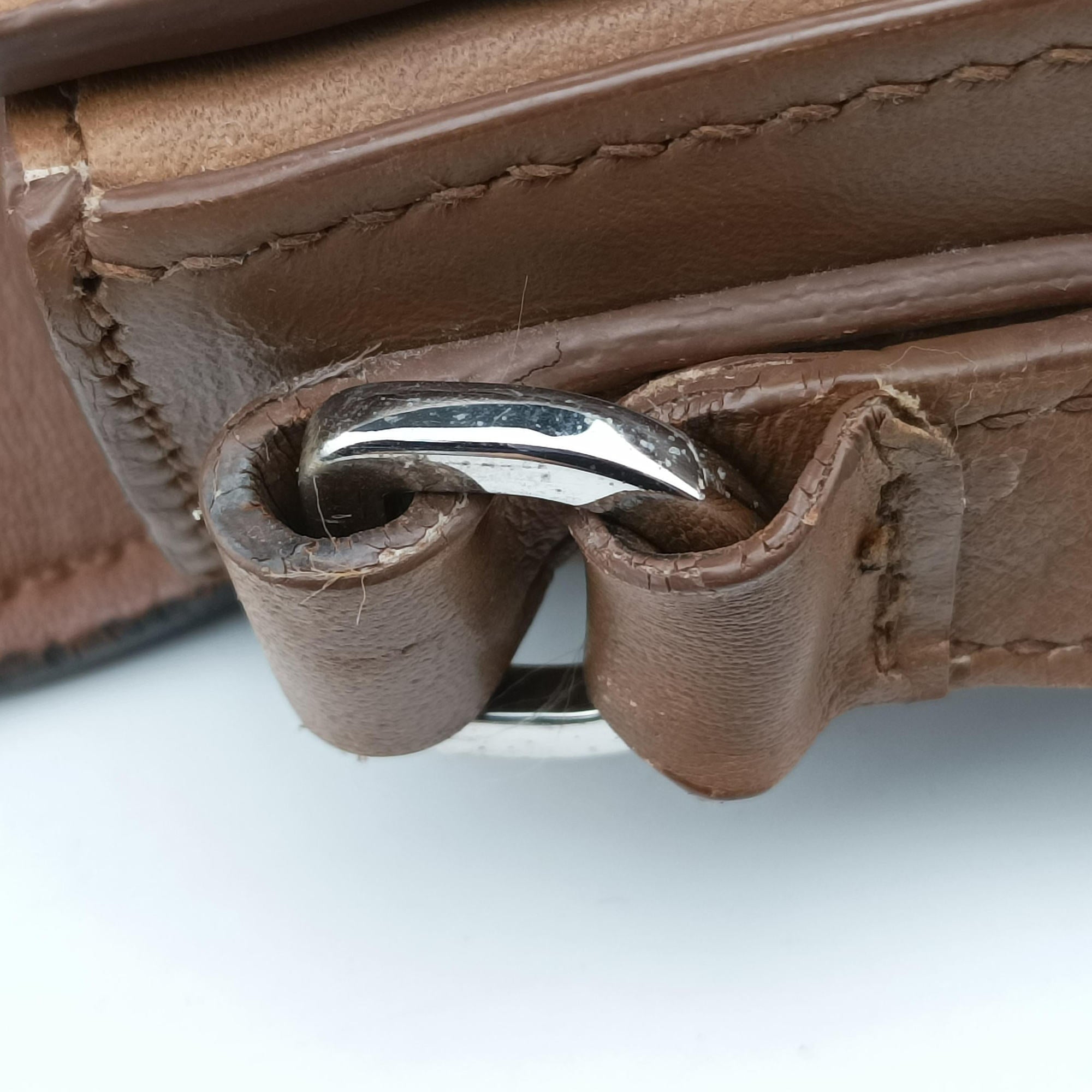 Pre-owned Prada Crombie Grey× Brown Leather  shoulderbag | stylenewstar