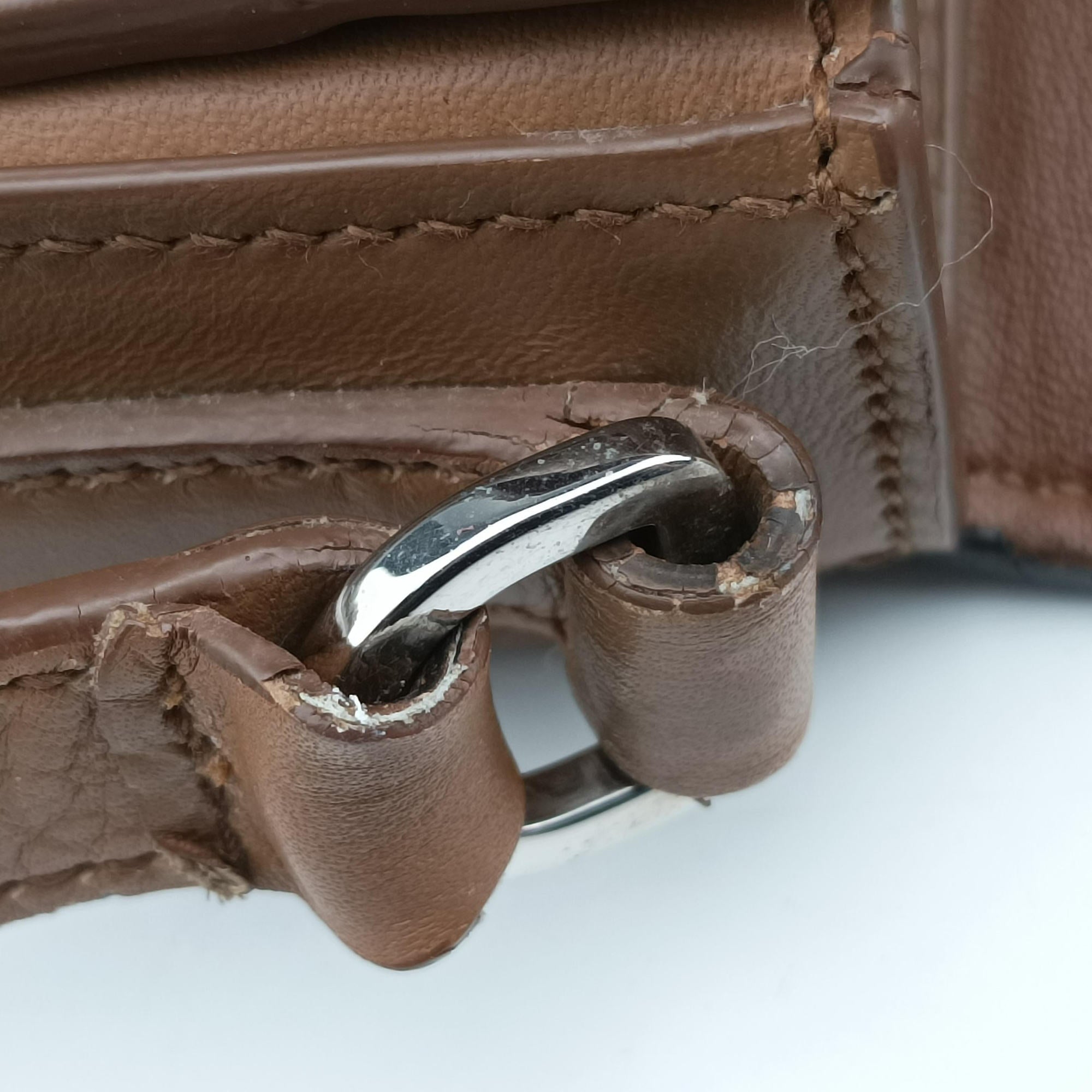 Pre-owned Prada Crombie Grey× Brown Leather  shoulderbag | stylenewstar