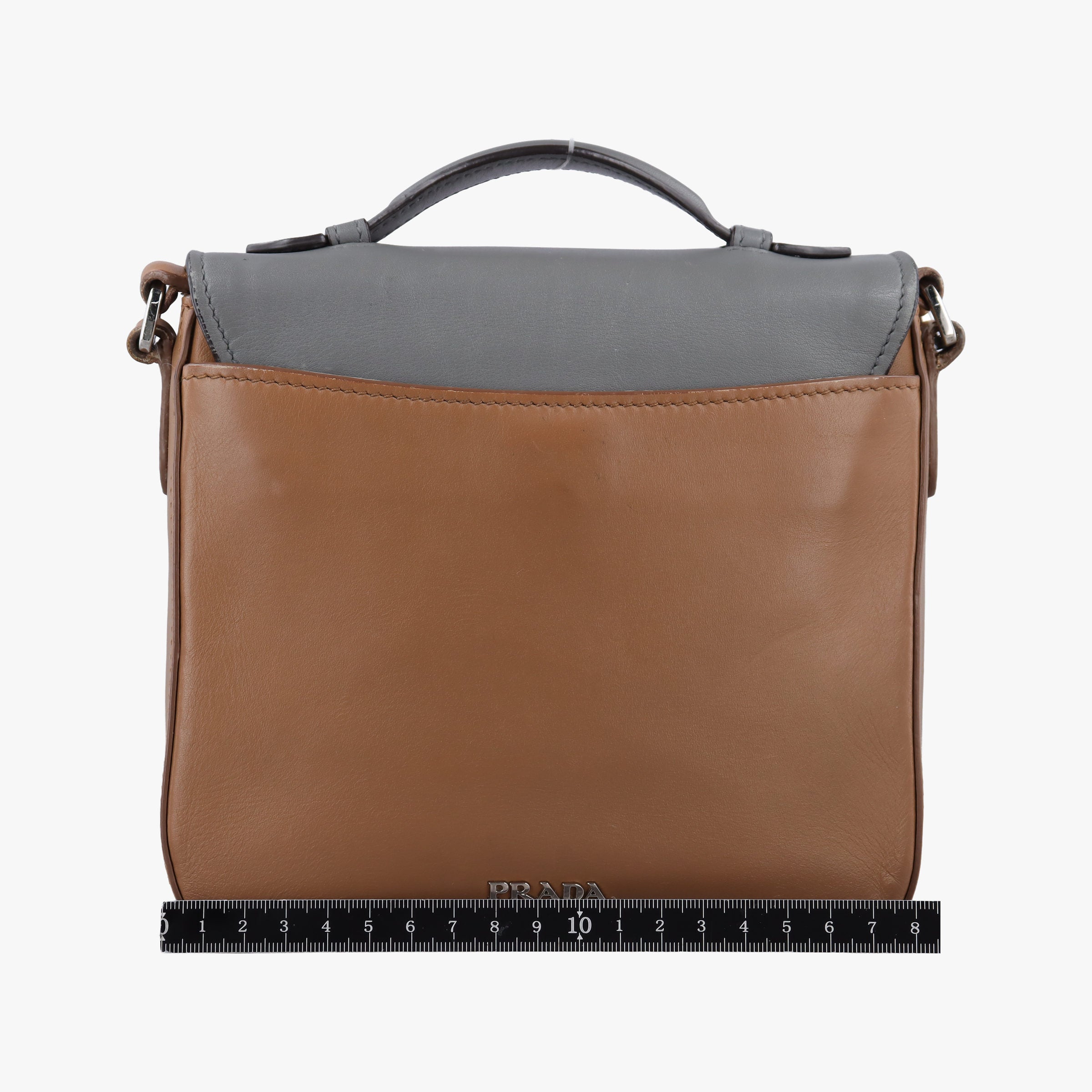 Pre-owned Prada Crombie Grey× Brown Leather  shoulderbag | stylenewstar