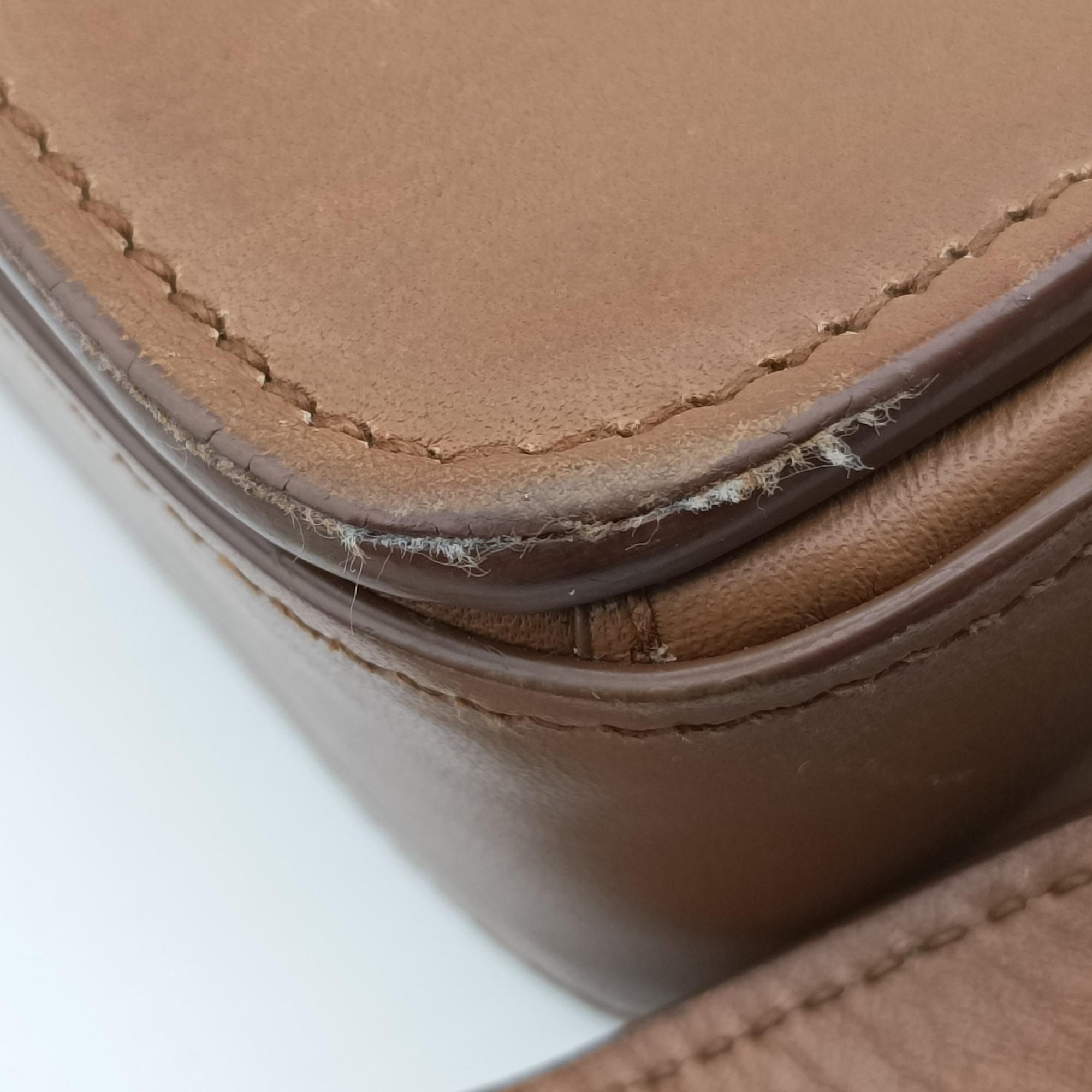 Pre-owned Prada Crombie Grey× Brown Leather  shoulderbag | stylenewstar