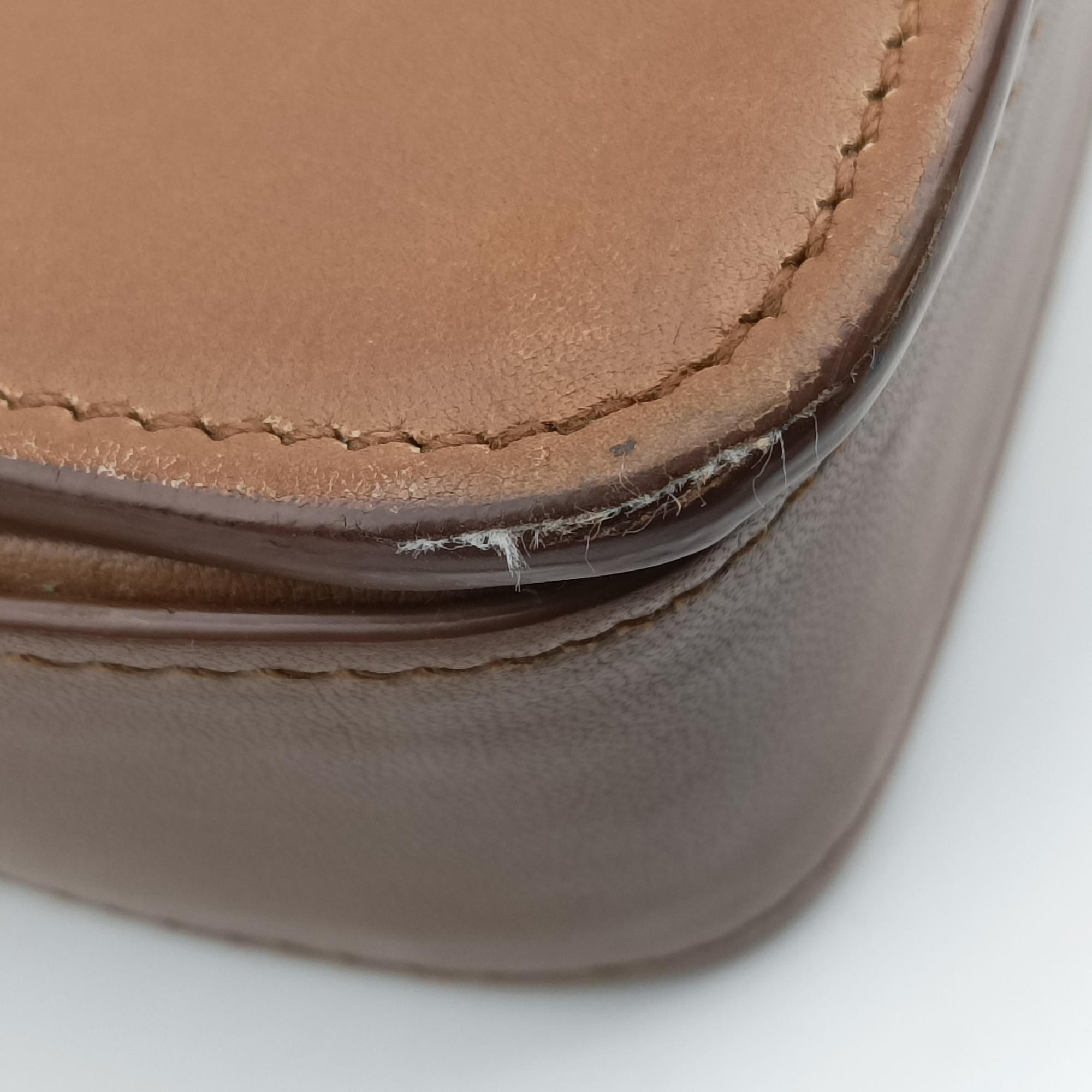 Pre-owned Prada Crombie Grey× Brown Leather  shoulderbag | stylenewstar