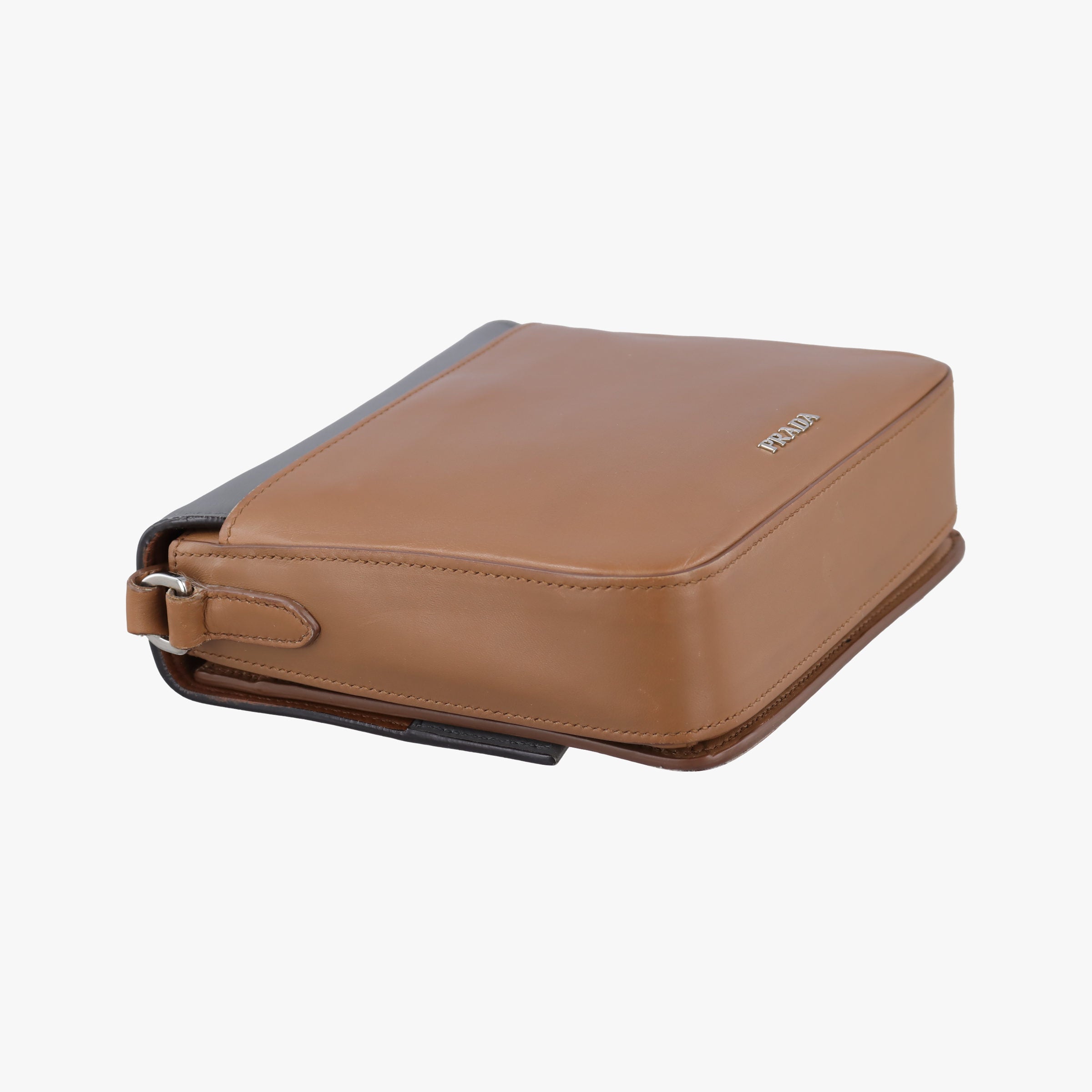 Pre-owned Prada Crombie Grey× Brown Leather  shoulderbag | stylenewstar