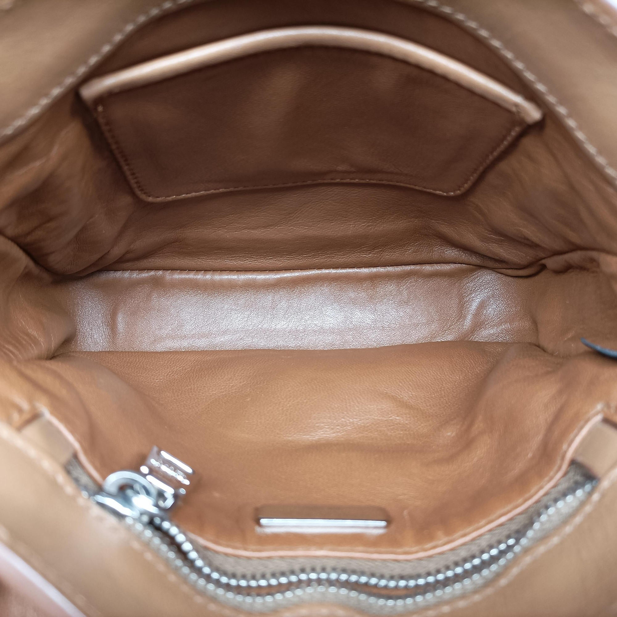 Pre-owned Prada Crombie Grey× Brown Leather  shoulderbag | stylenewstar