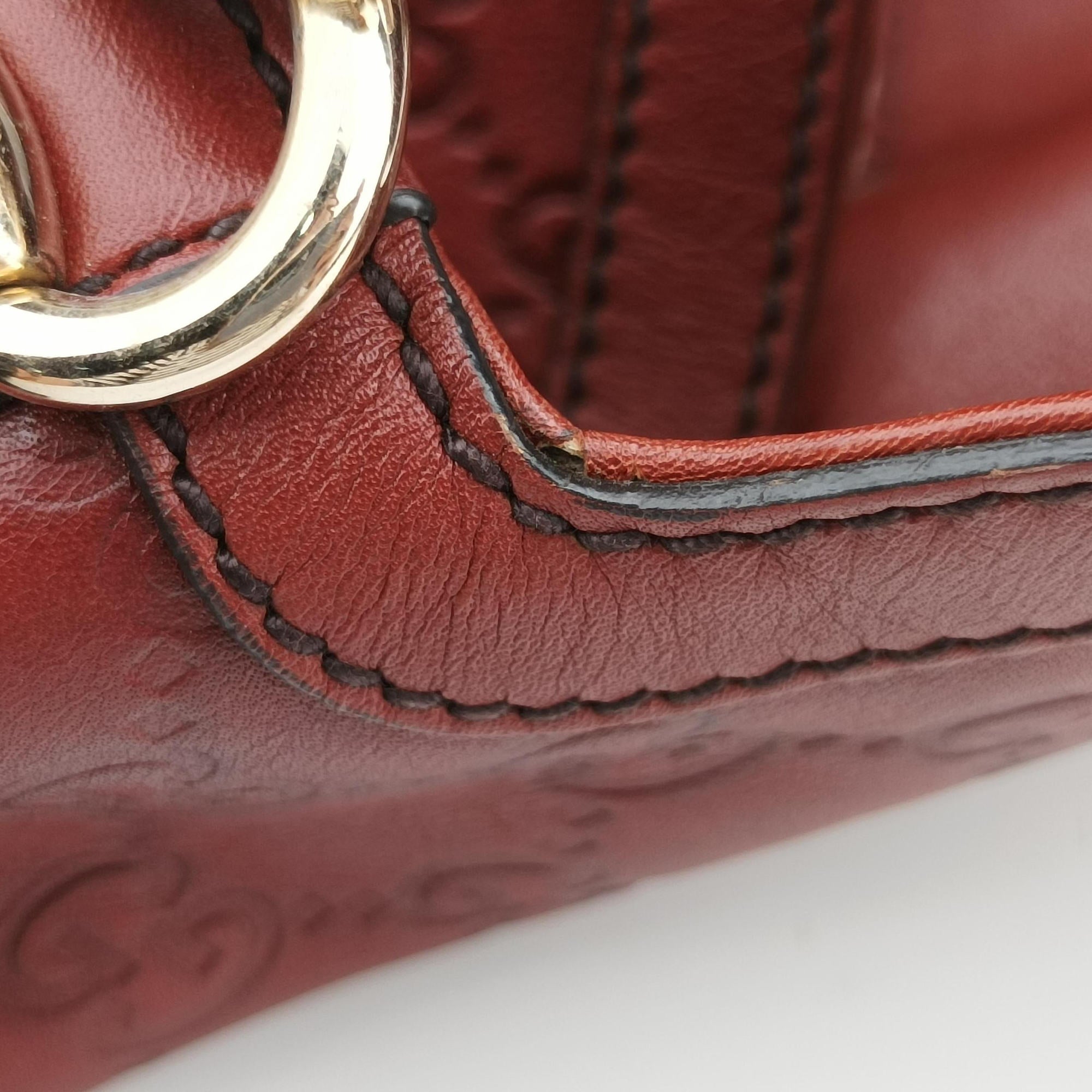 Pre-owned Gucci Indy Hobo Red Leather 177088 handbag | stylenewstar