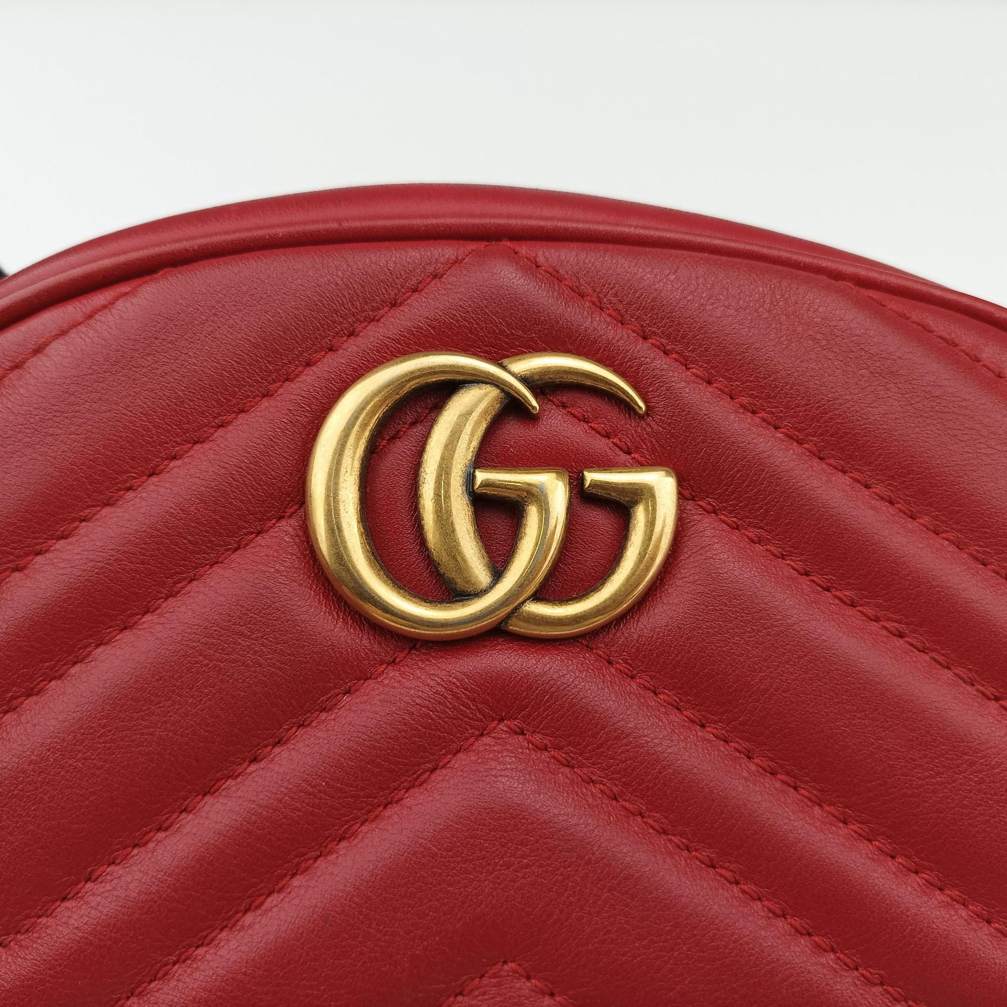 Vintage Gucci GG Marmont Red Leather 476434 bum bag/waist bag | stylenewstar