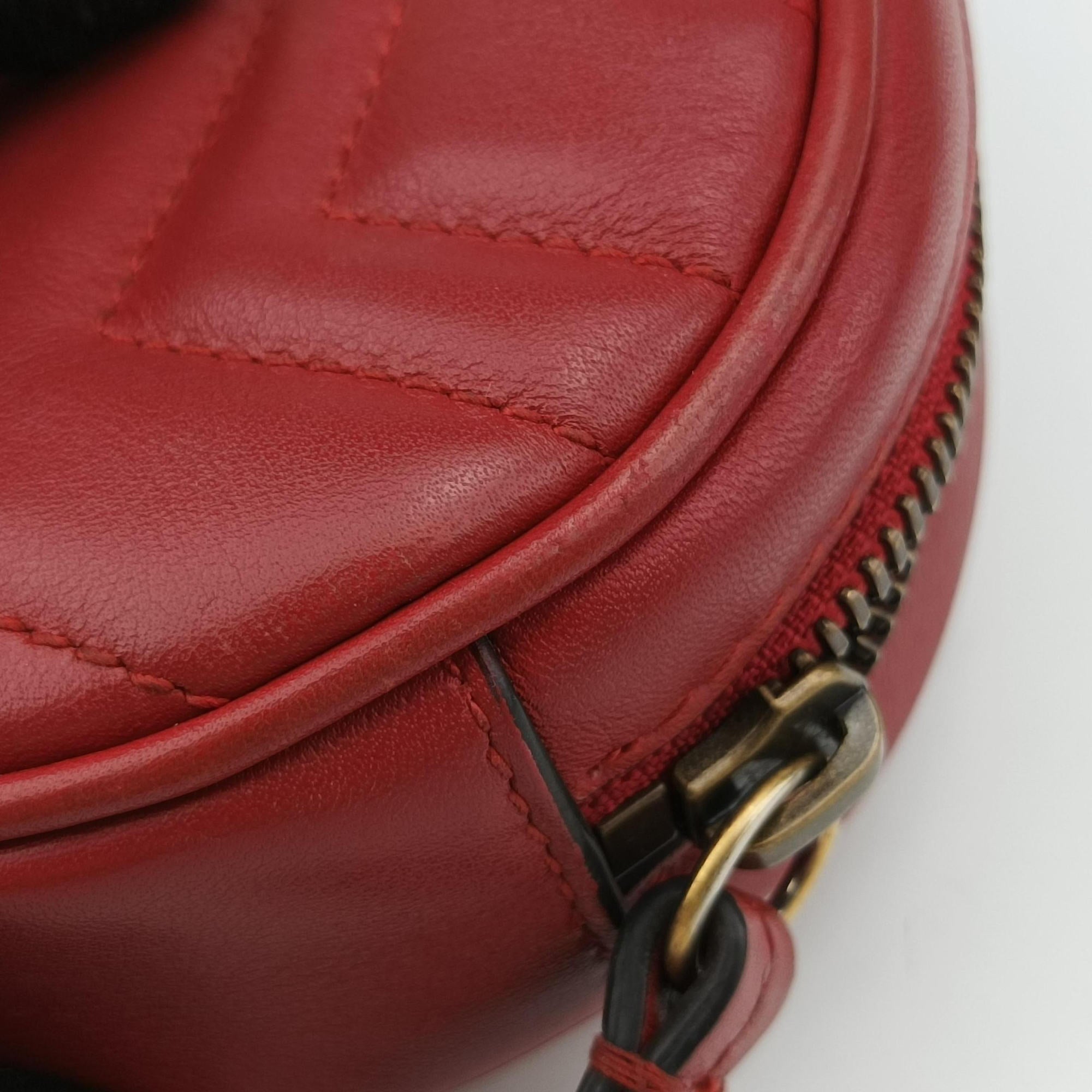 Vintage Gucci GG Marmont Red Leather 476434 bum bag/waist bag | stylenewstar