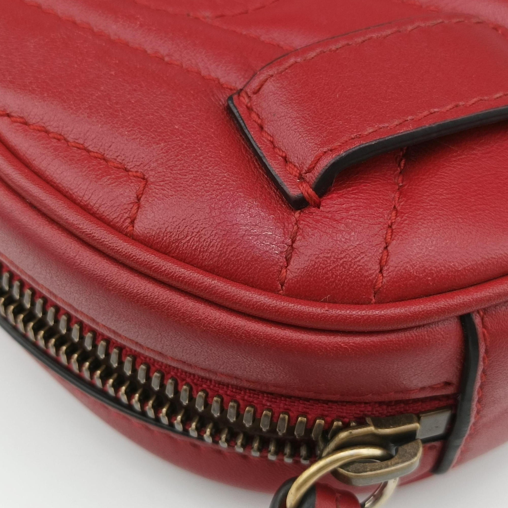 Vintage Gucci GG Marmont Red Leather 476434 bum bag/waist bag | stylenewstar