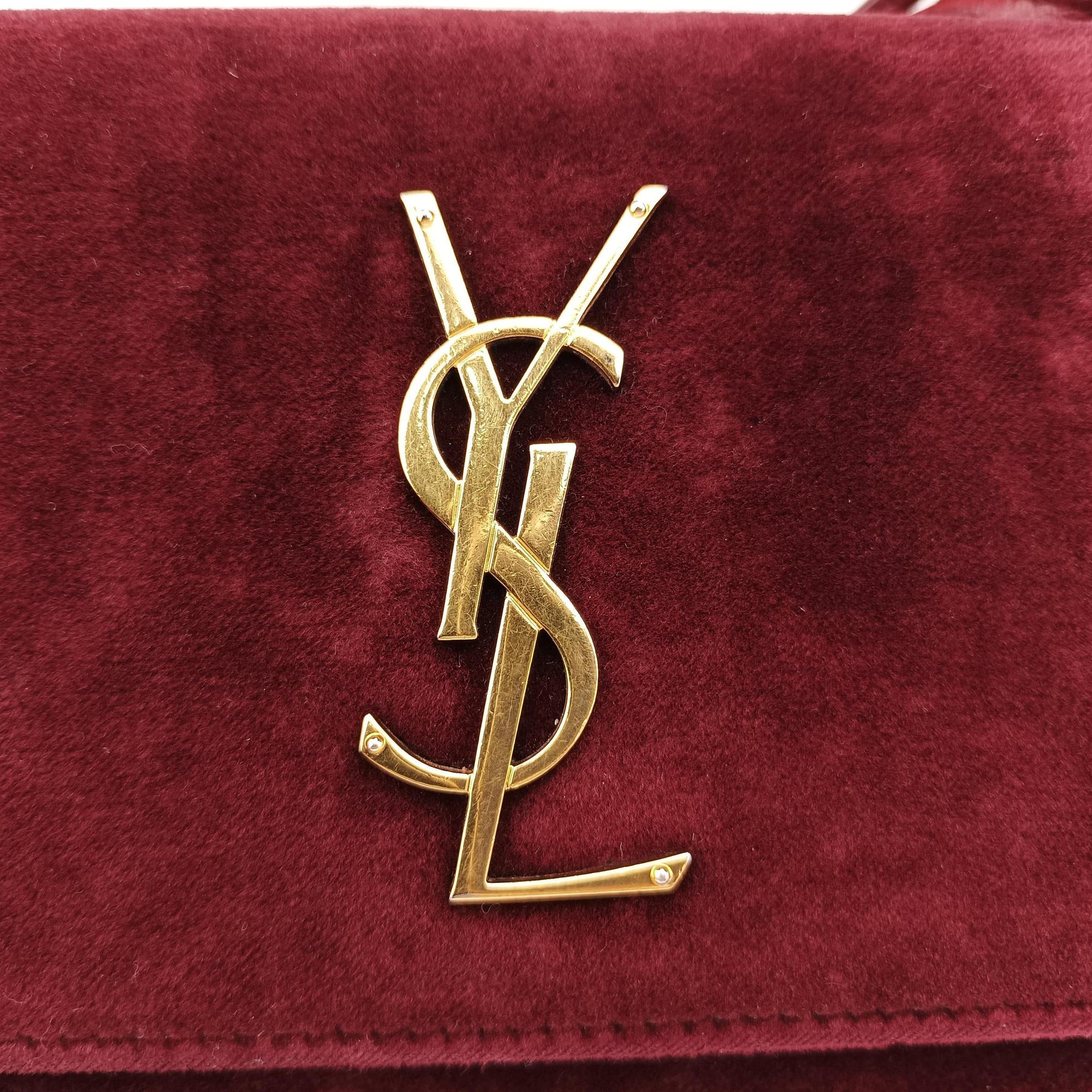 Secondhand Yves Saint Laurent SUNSET Burgundy velour 441972 shoulderbag | stylenewstar