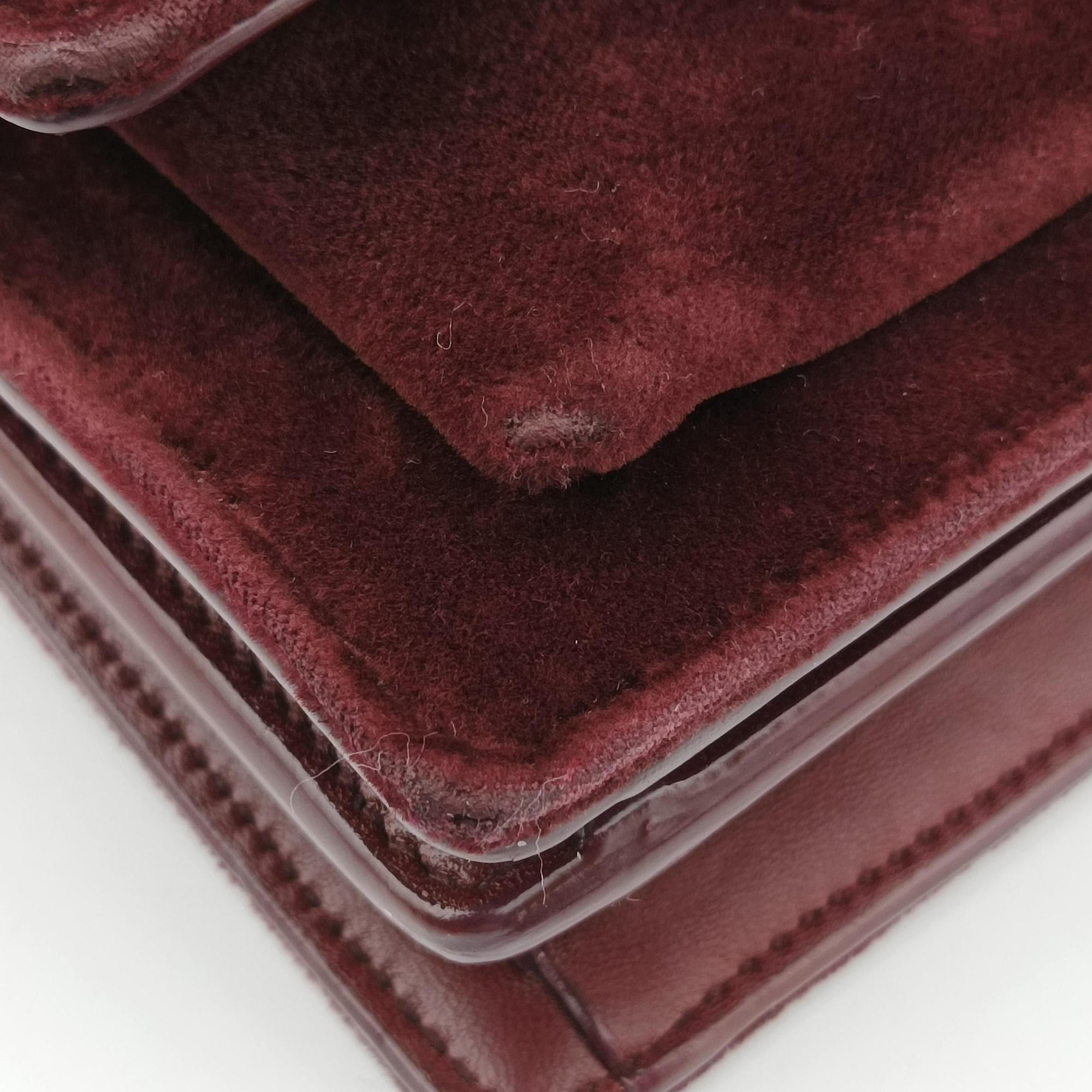 Secondhand Yves Saint Laurent SUNSET Burgundy velour 441972 shoulderbag | stylenewstar