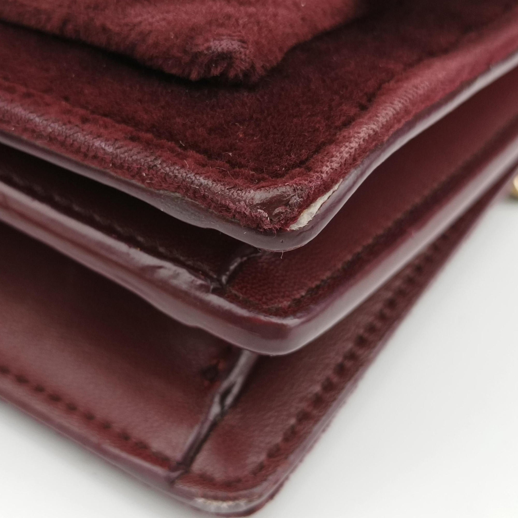 Secondhand Yves Saint Laurent SUNSET Burgundy velour 441972 shoulderbag | stylenewstar