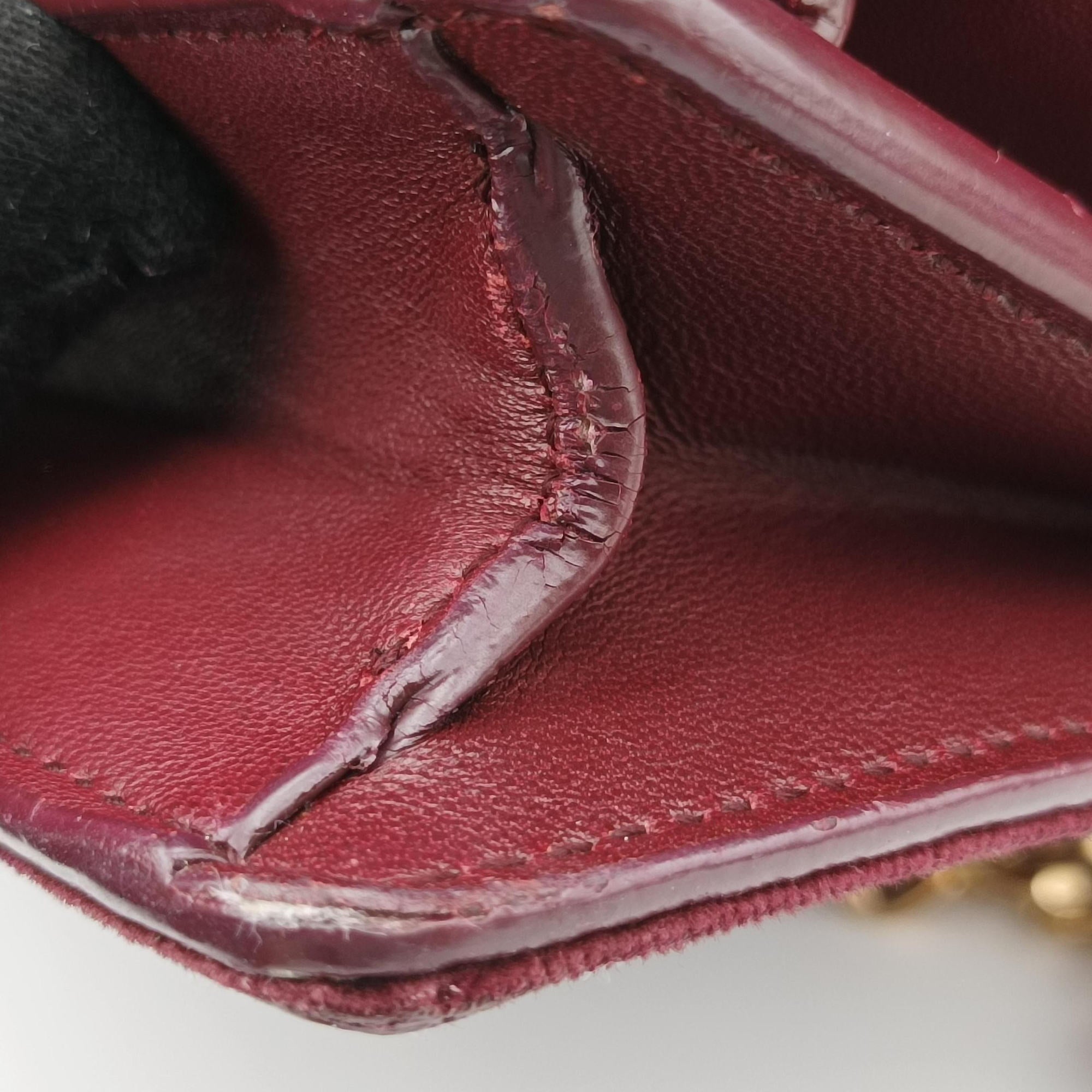 Secondhand Yves Saint Laurent SUNSET Burgundy velour 441972 shoulderbag | stylenewstar