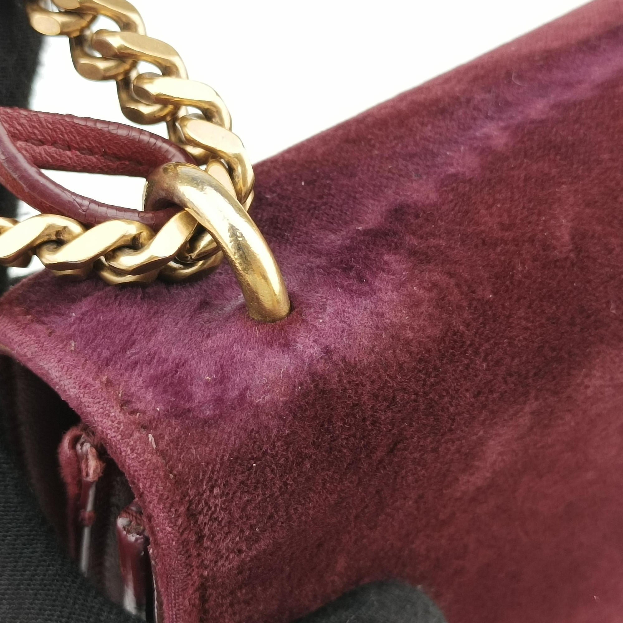 Secondhand Yves Saint Laurent SUNSET Burgundy velour 441972 shoulderbag | stylenewstar
