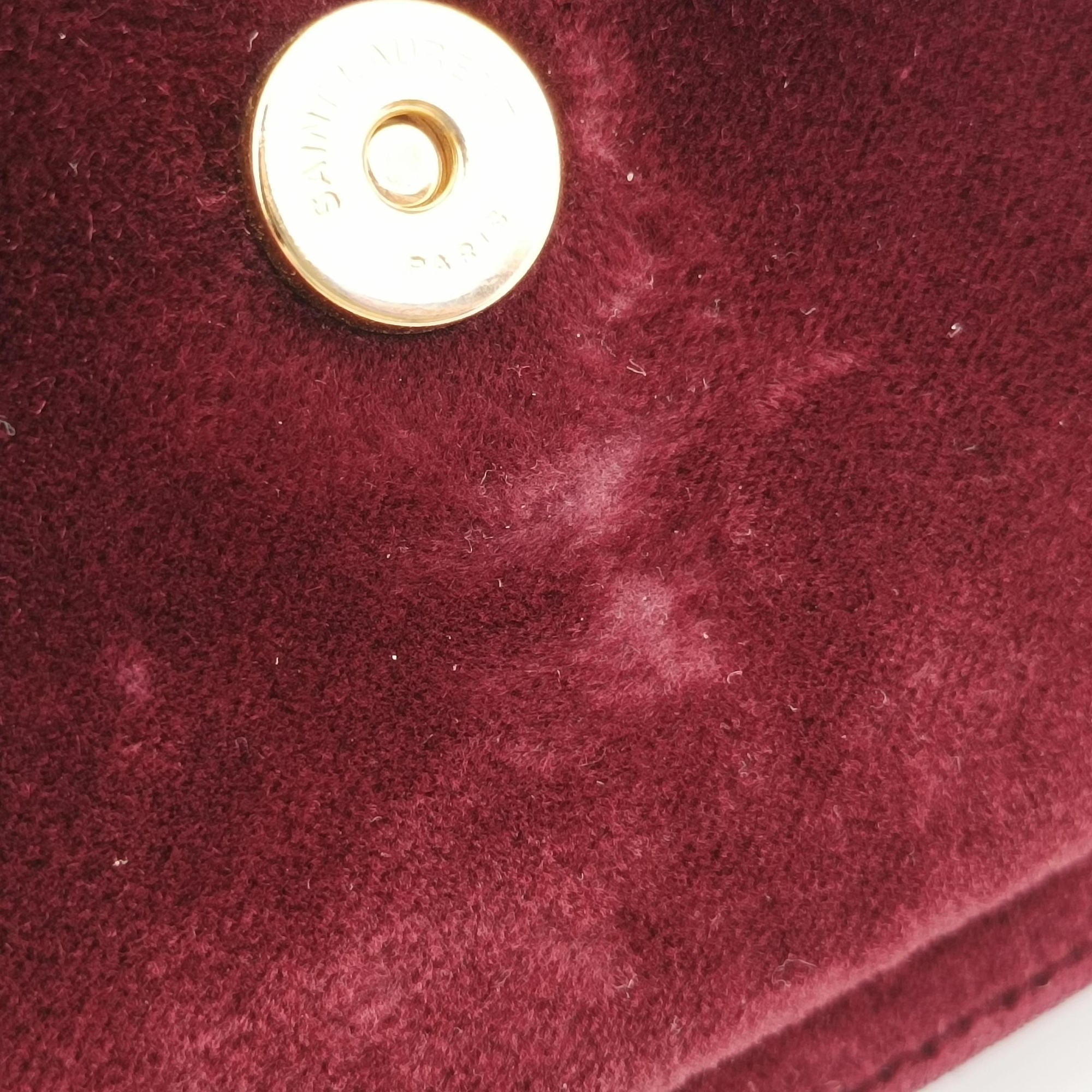 Secondhand Yves Saint Laurent SUNSET Burgundy velour 441972 shoulderbag | stylenewstar