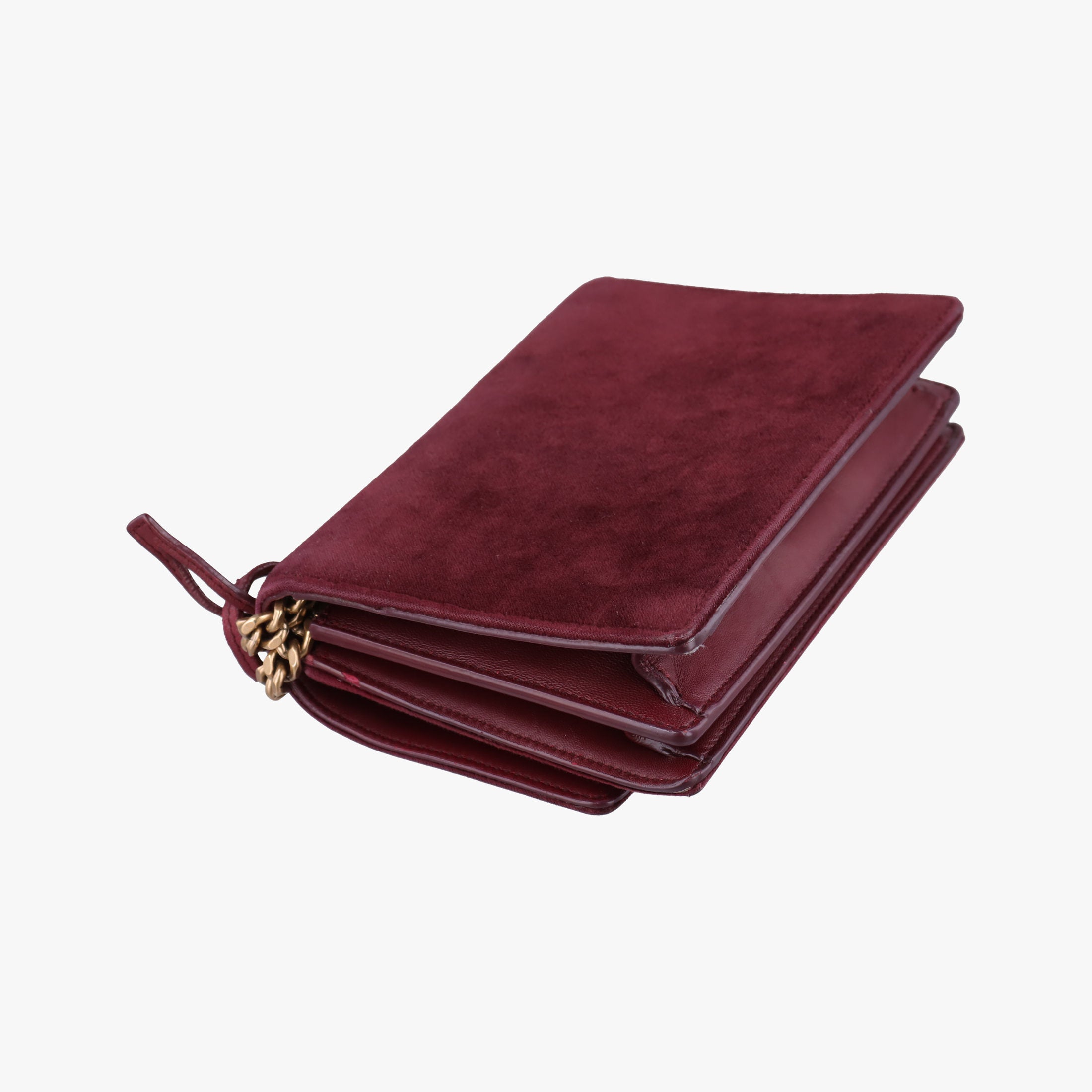 Secondhand Yves Saint Laurent SUNSET Burgundy velour 441972 shoulderbag | stylenewstar