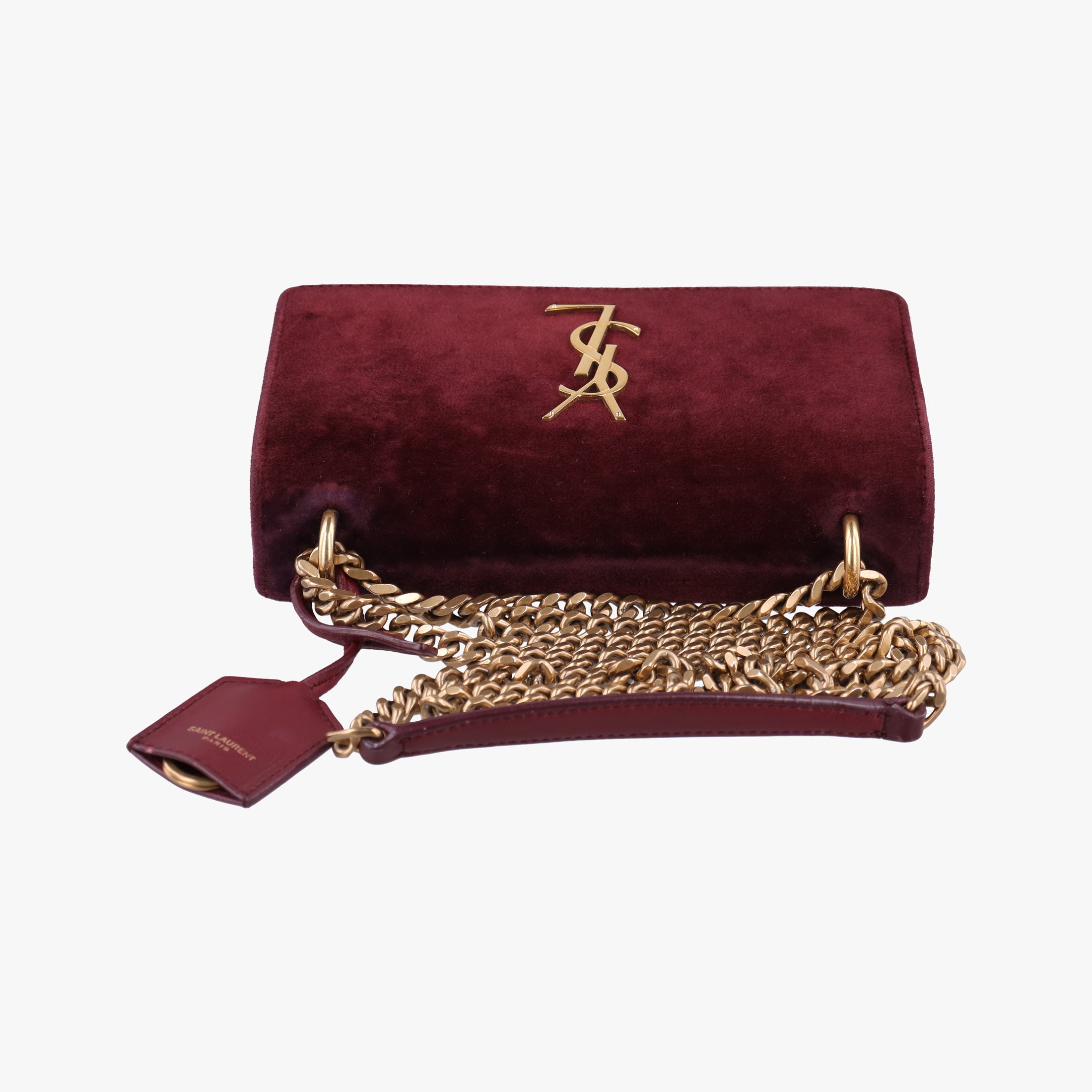 Secondhand Yves Saint Laurent SUNSET Burgundy velour 441972 shoulderbag | stylenewstar